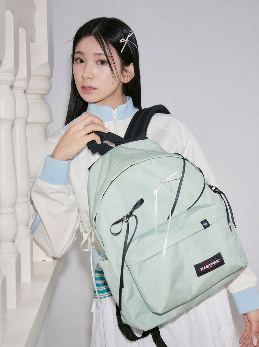 韓國 Covernat X Eastpak｜Clover Heart Ribbon Shirring Backpack Mint