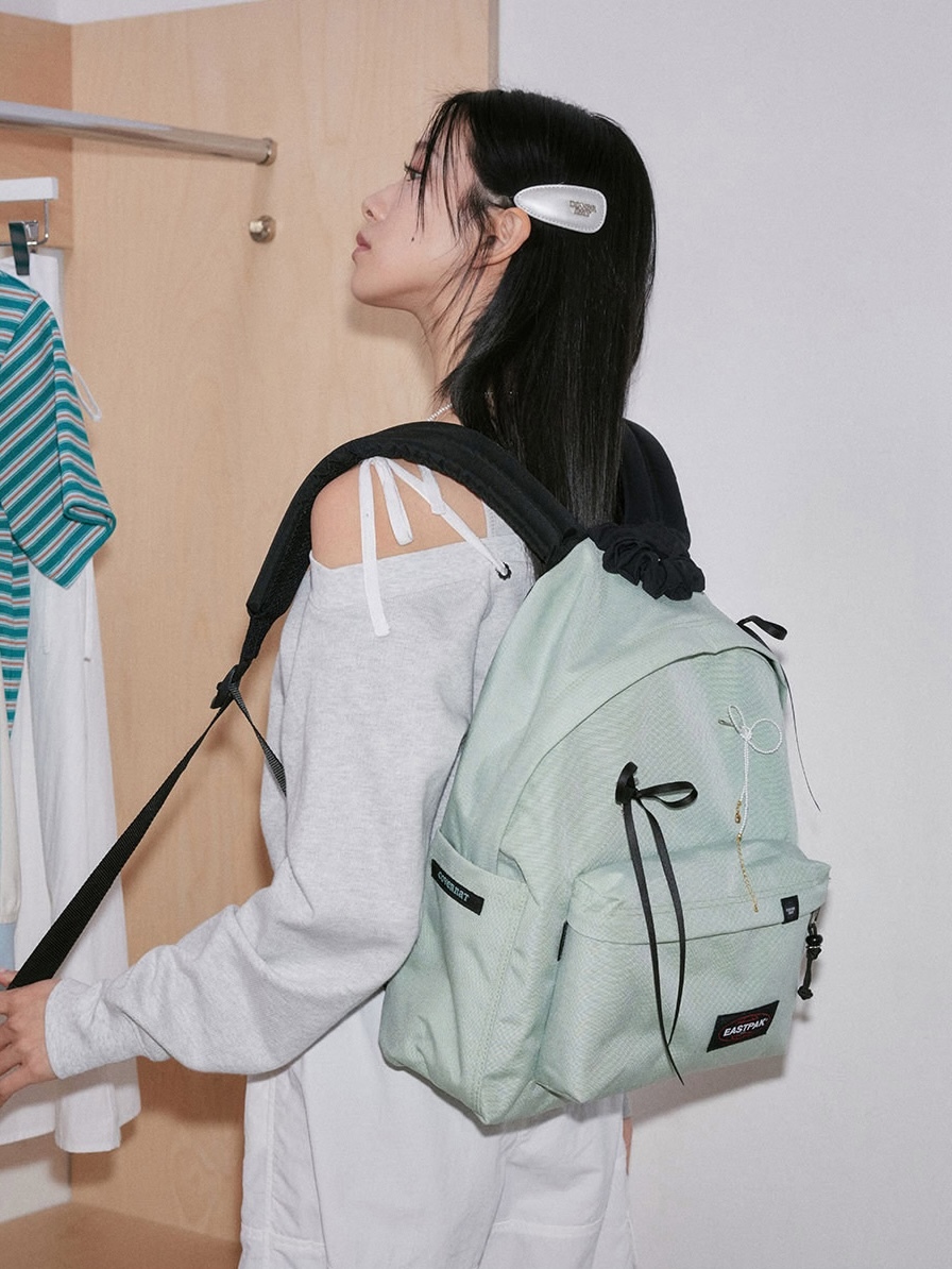 韓國 Covernat X Eastpak｜Clover Heart Ribbon Shirring Backpack Mint