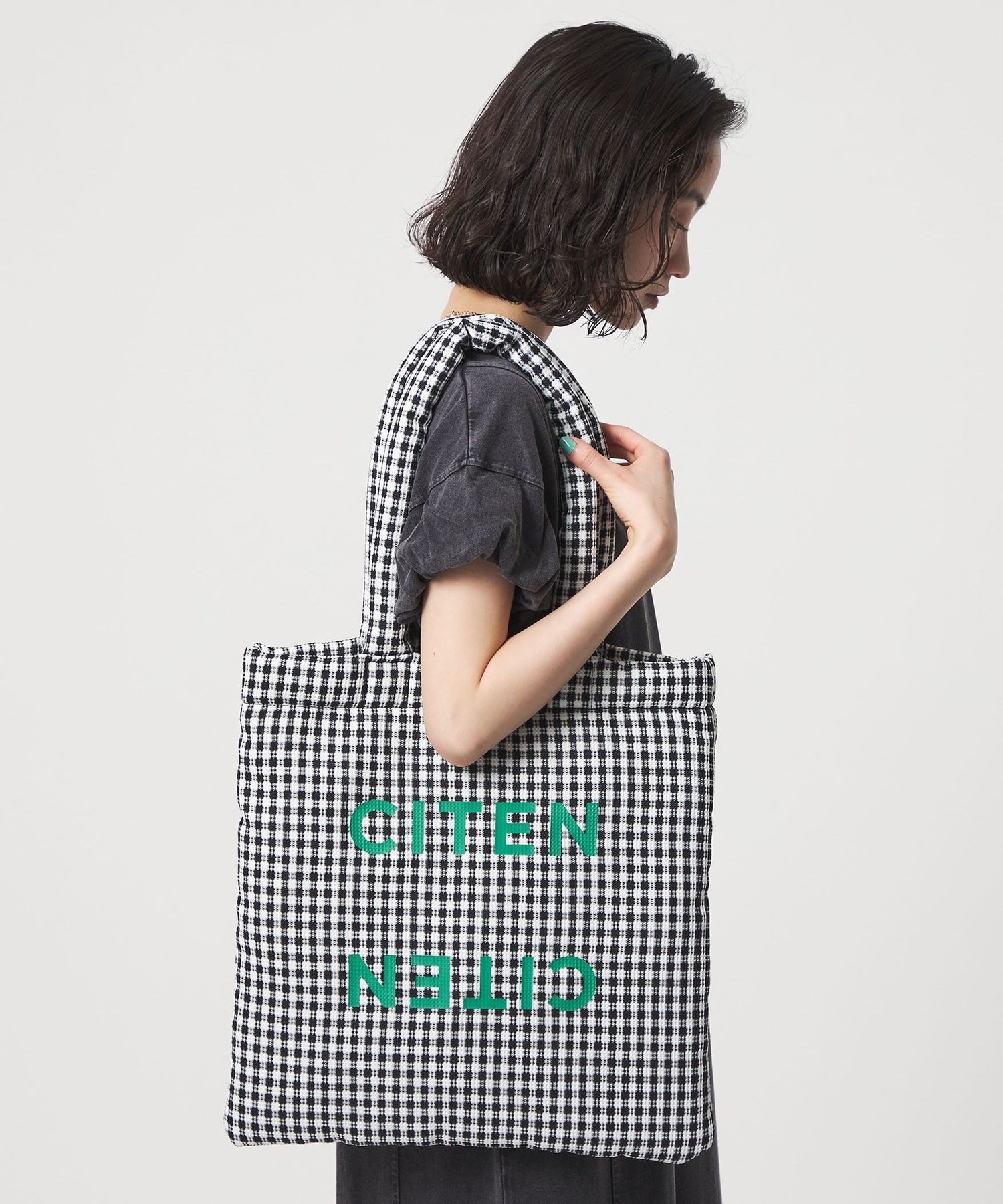 CITEN / Padded Gingham Tote Bag