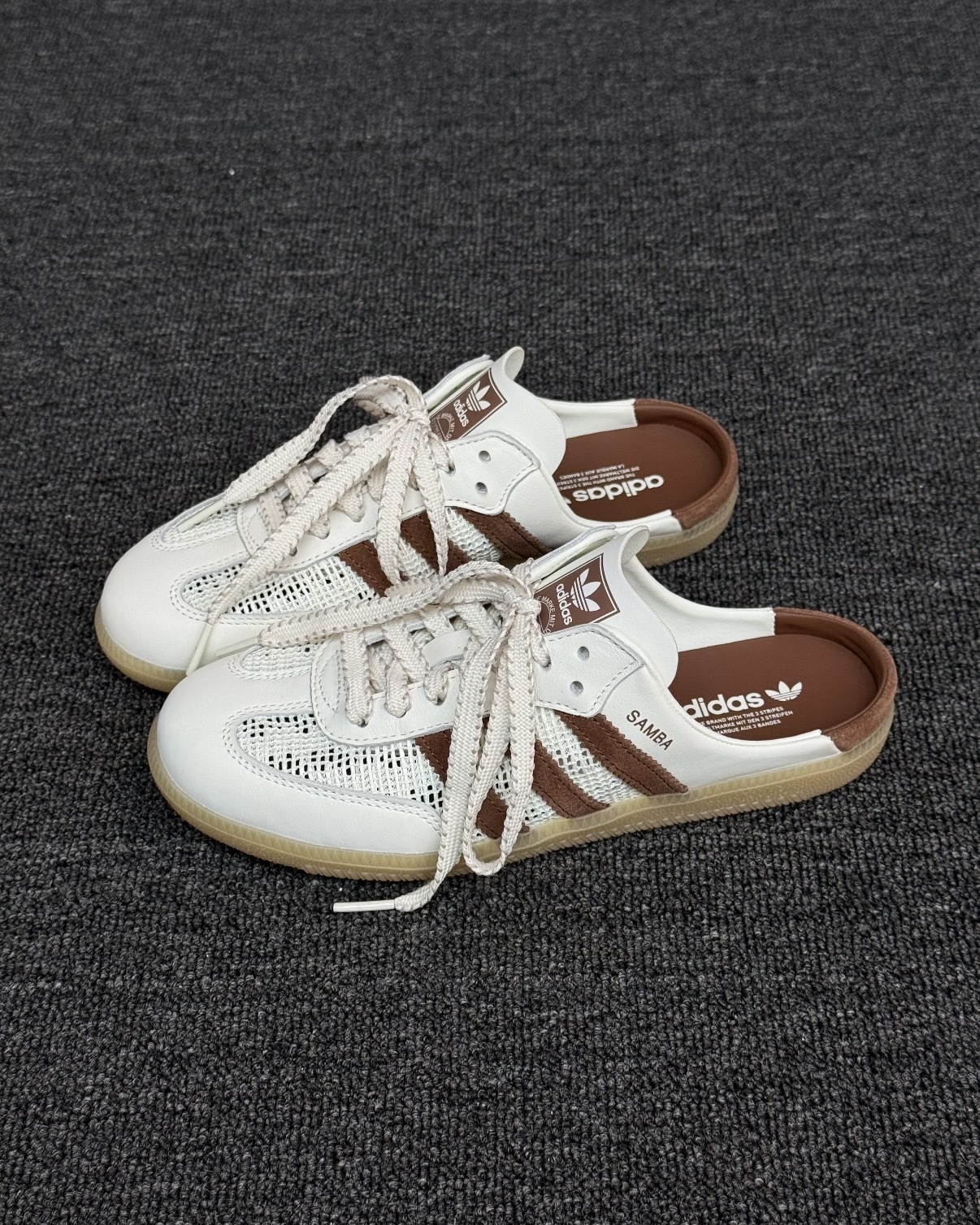 ADIDAS ORIGINAL SAMBA MULE 奶油可可 棕色 棕紅 奶油白 焦糖底 編織設計 穆勒鞋 懶人鞋 拖鞋 涼鞋 女鞋 HP5050 /現+調