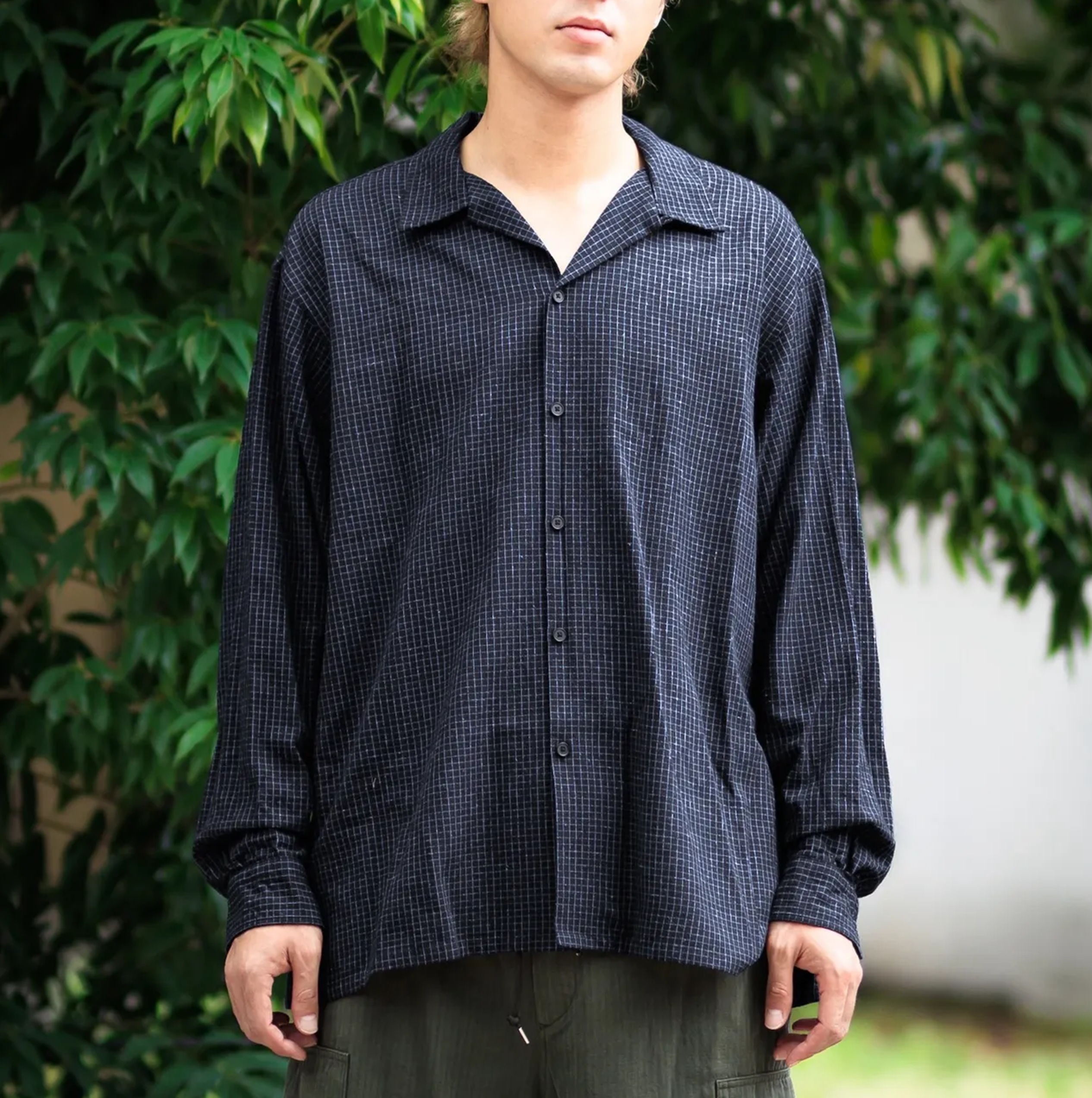 A.PRESSE 2026 A/W SILK NEP LOOP COLLAR SHIRT - BLACK PRE ORDER ITEM (預訂中)