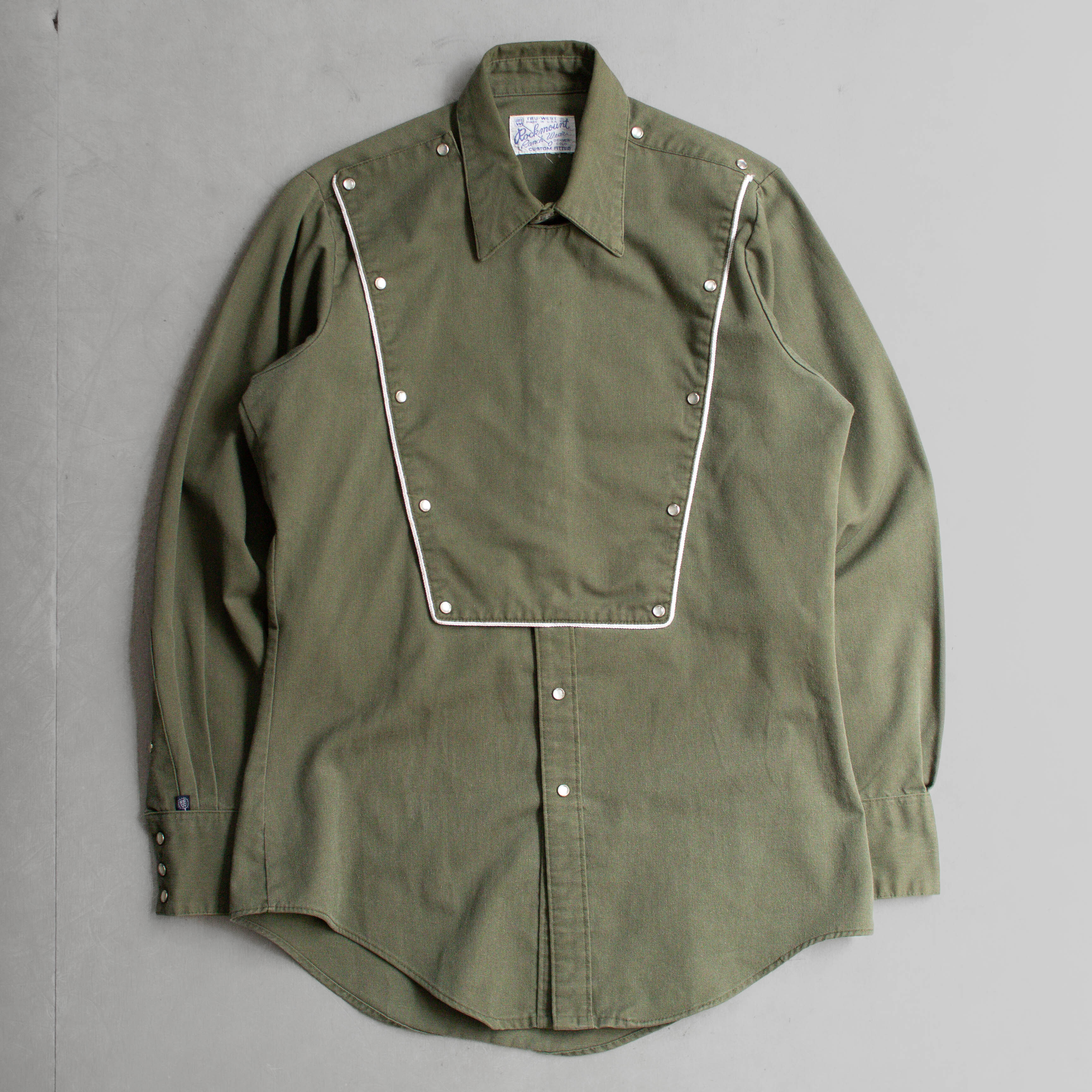 ROCKMOUNT BIB FRONT WESTERN SHIRT 美國製 軍綠 西部 長袖 襯衫