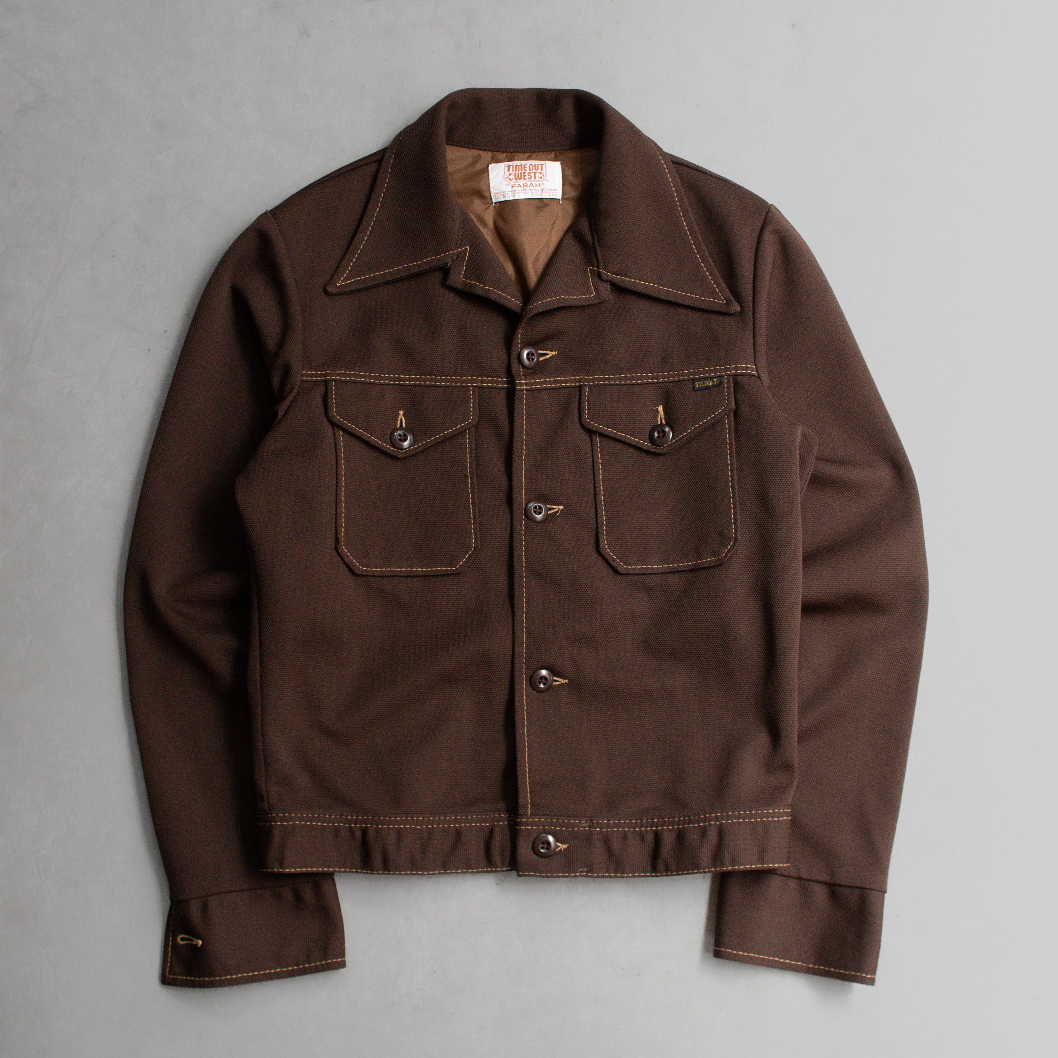 70S FARAH WESTERN LEISURE JACKET 美國製 咖啡色 西部 箭領 休閒 外套