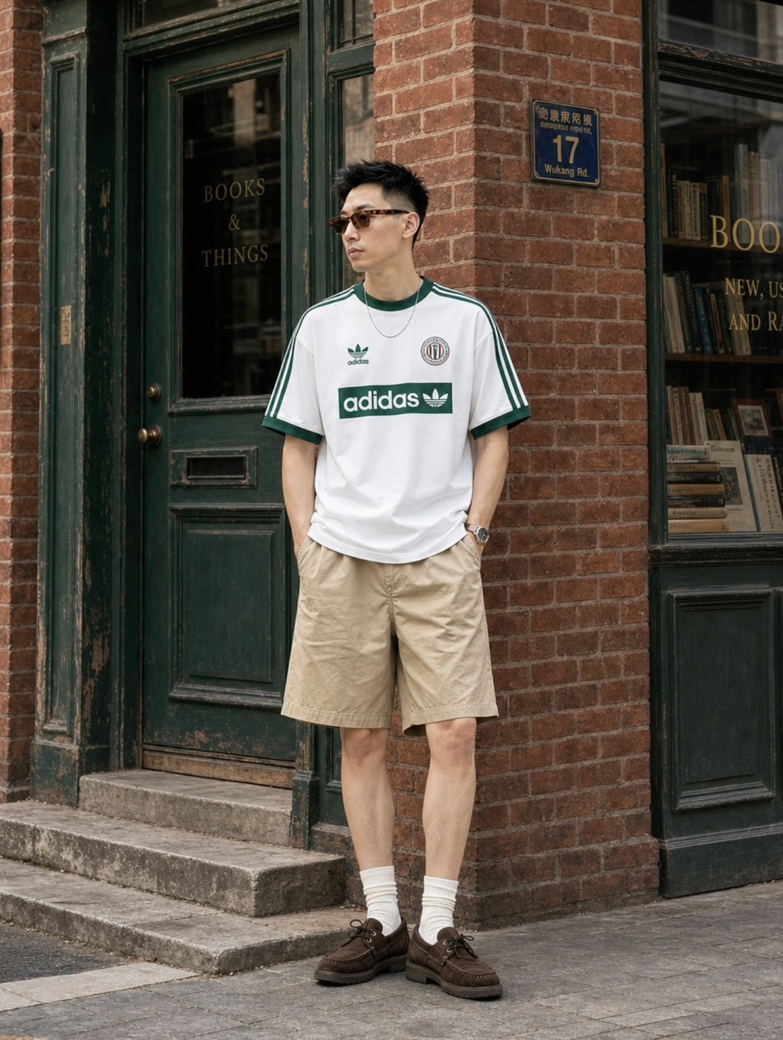 <國外限定>ADIDAS Originals 足球風 三線 白綠 短袖 短T 球衣 KC2602