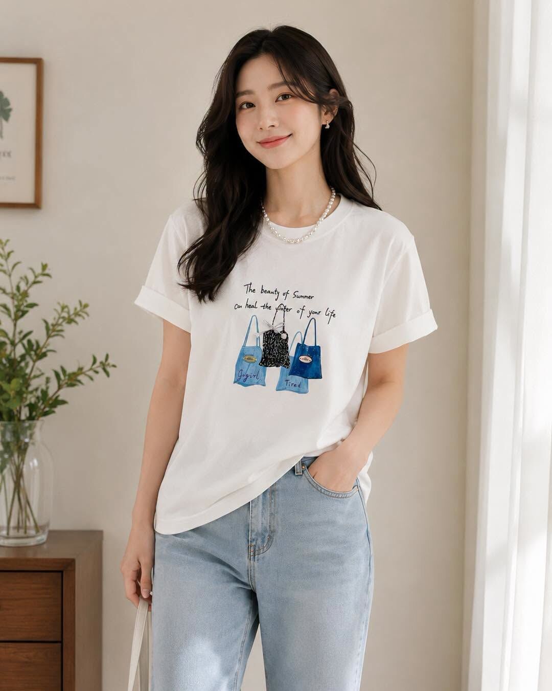 【質感超好手繪包包設計棉tee】（現貨）