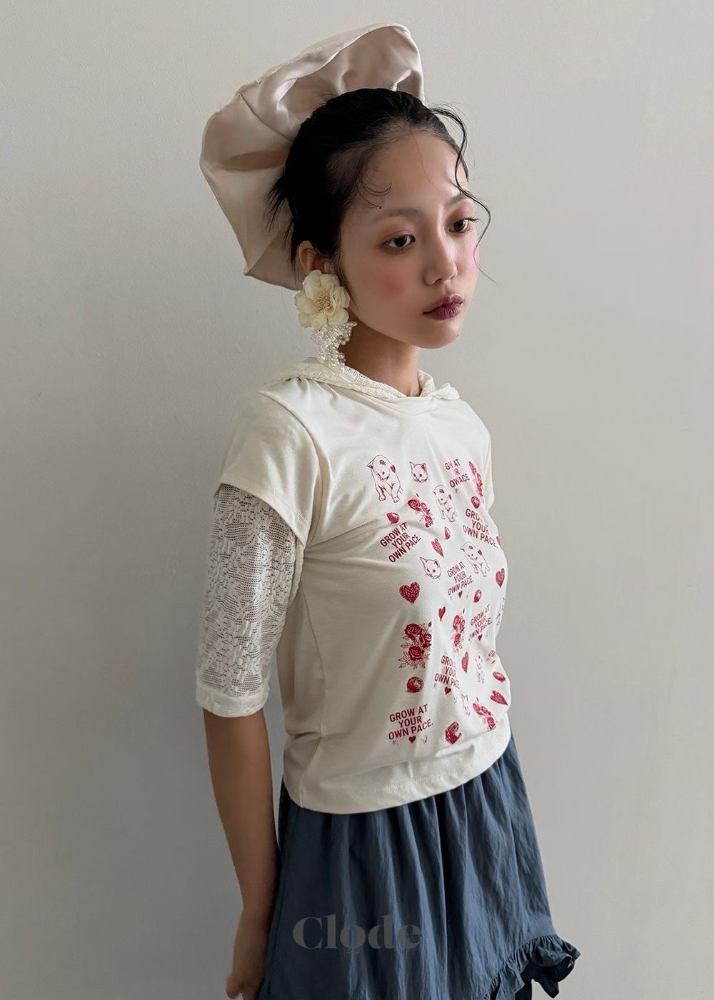 蕾絲假兩件貼圖T