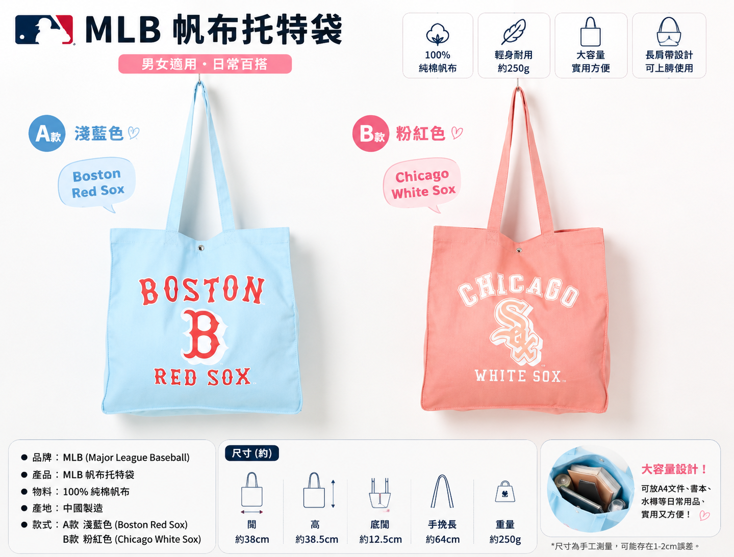 【預購】J070401 MLB 帆布托特袋