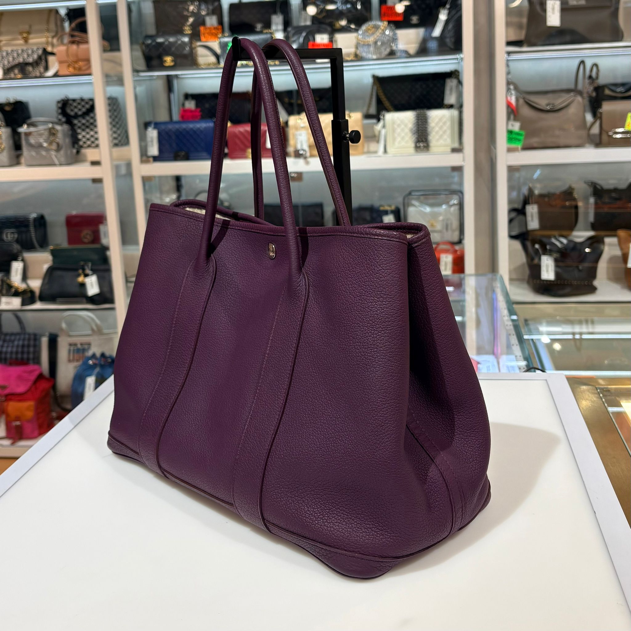 95%NEW HERMES GARDEN PARTY 36 框O 黑加侖紫 NEGONDA皮 銀釦 #GP36 #香榭站正品