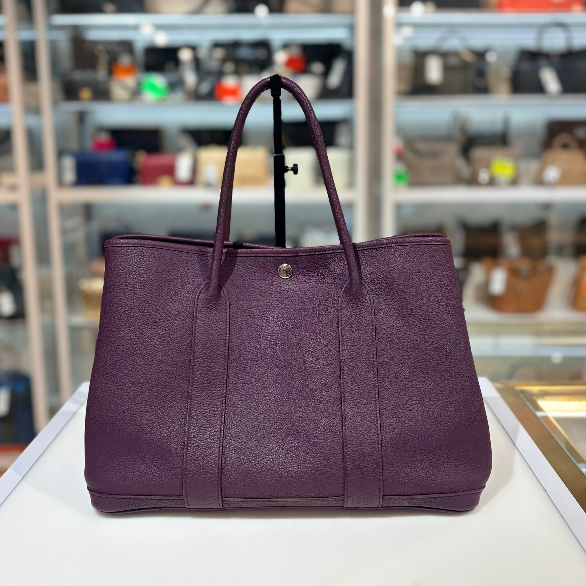 95%NEW HERMES GARDEN PARTY 36 框O 黑加侖紫 NEGONDA皮 銀釦 #GP36 #香榭站正品