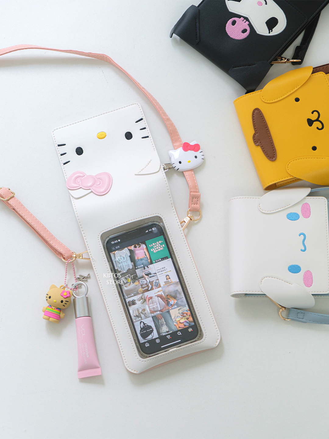 【7/6 - 7/12 開團】正版授權 SANRIO 三麗鷗 可觸控斜跨肩背包 通用款