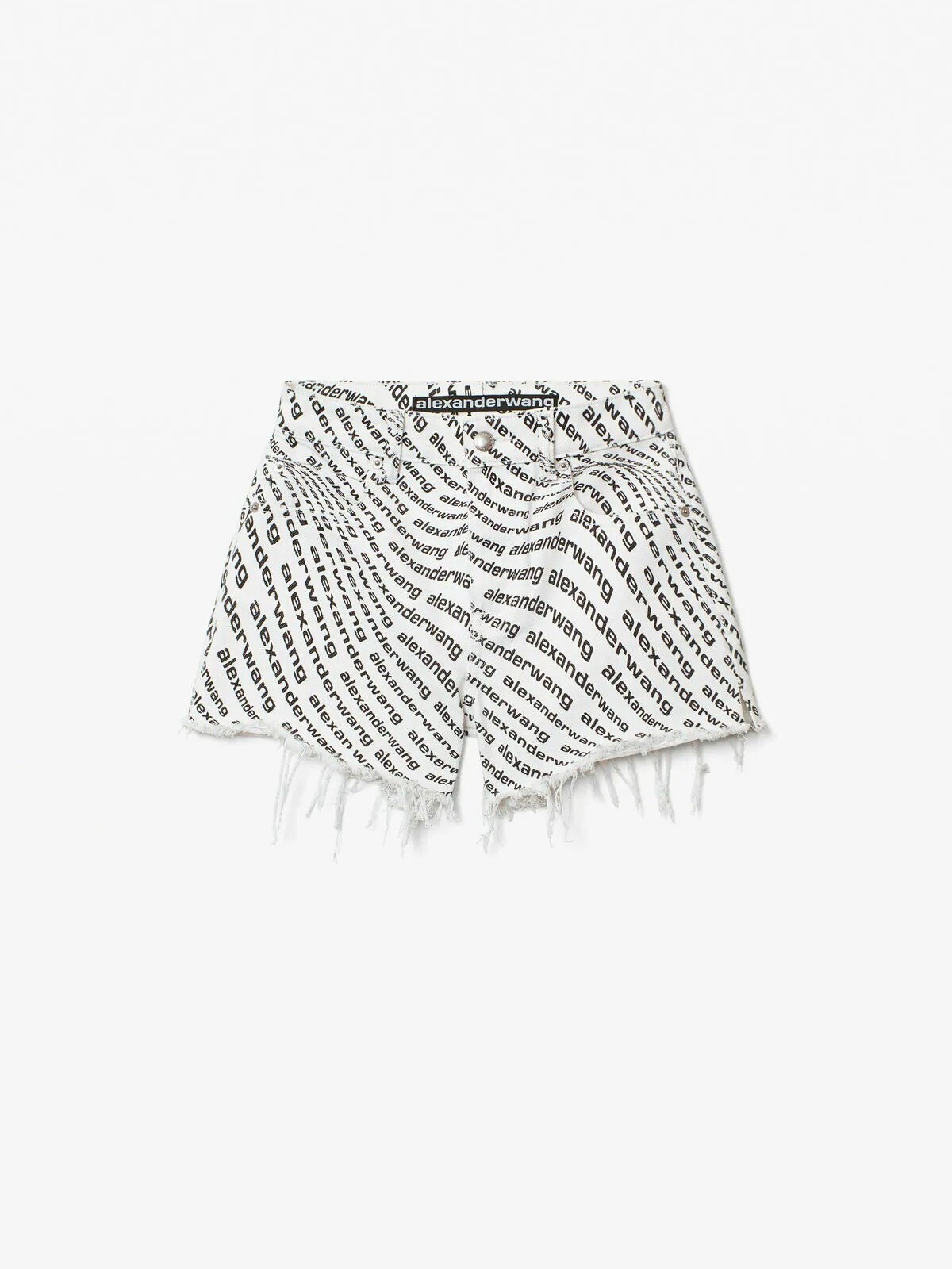 Alexander Wang 滿版Logo 毛邊丹寧短褲