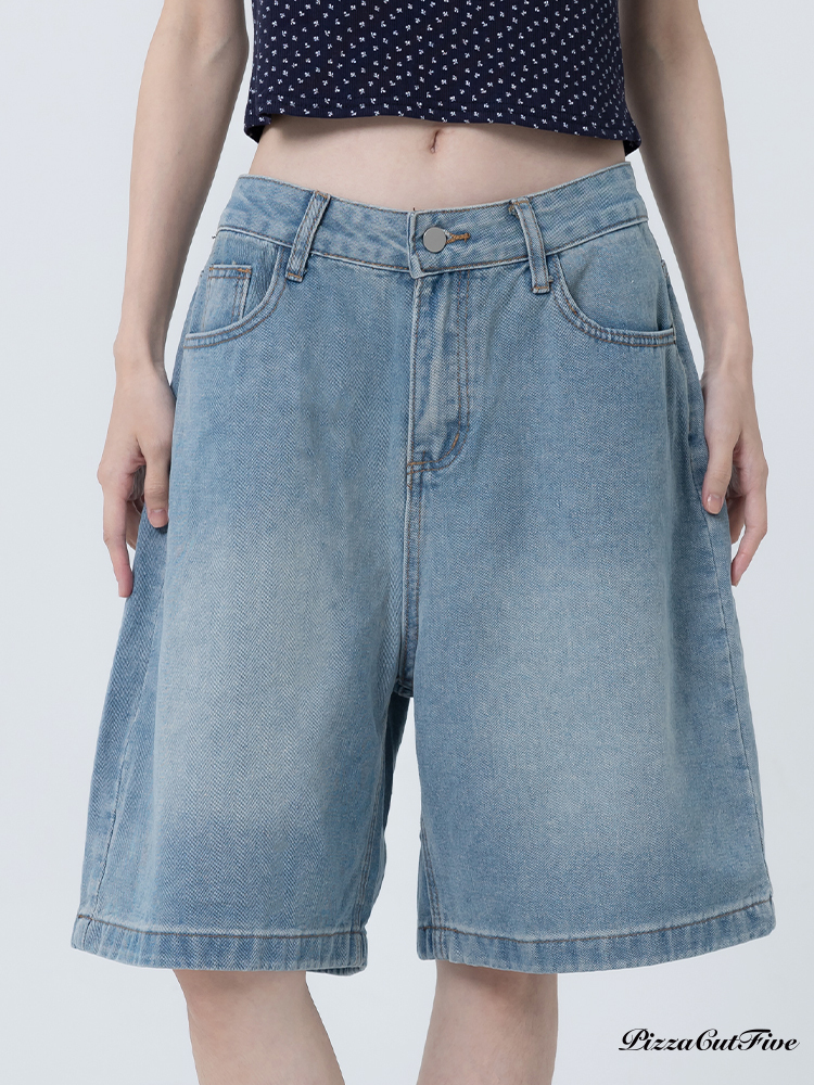 寬版Jorts牛仔短褲 PizzaCutFive PCF262490061