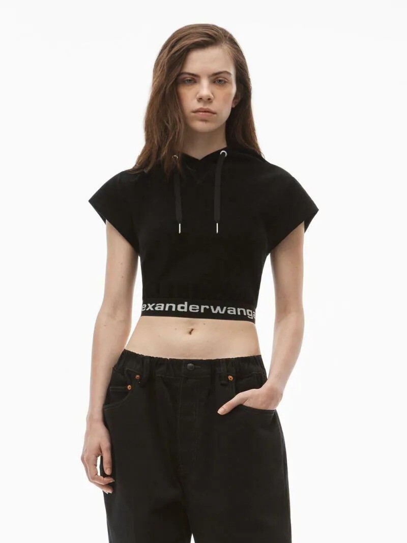 Alexander Wang Logo彈性鬆緊帶 連帽抽繩上衣