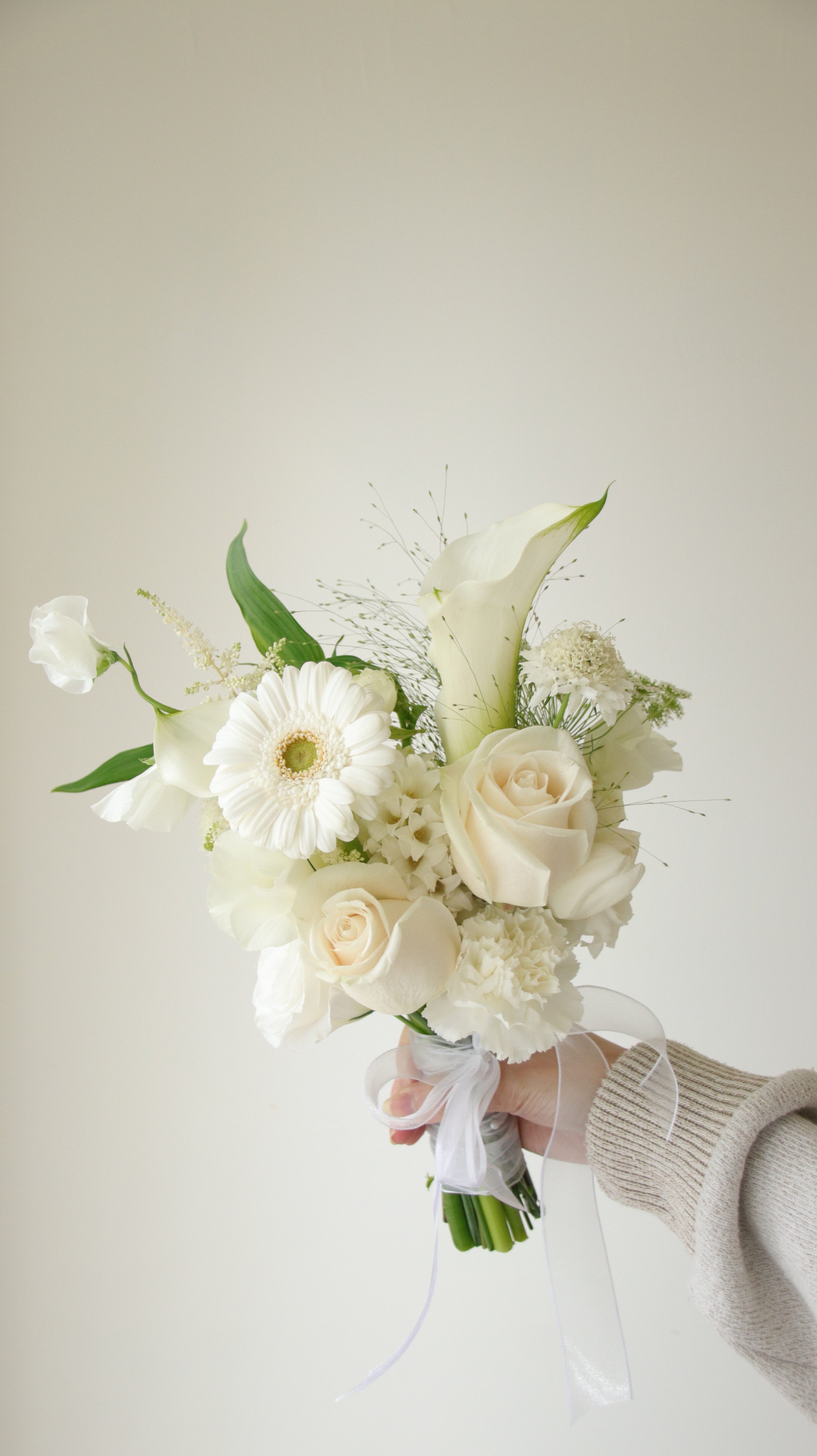 Wedding bouquet - 晨風綠褶 白綠色系捧花 Size M