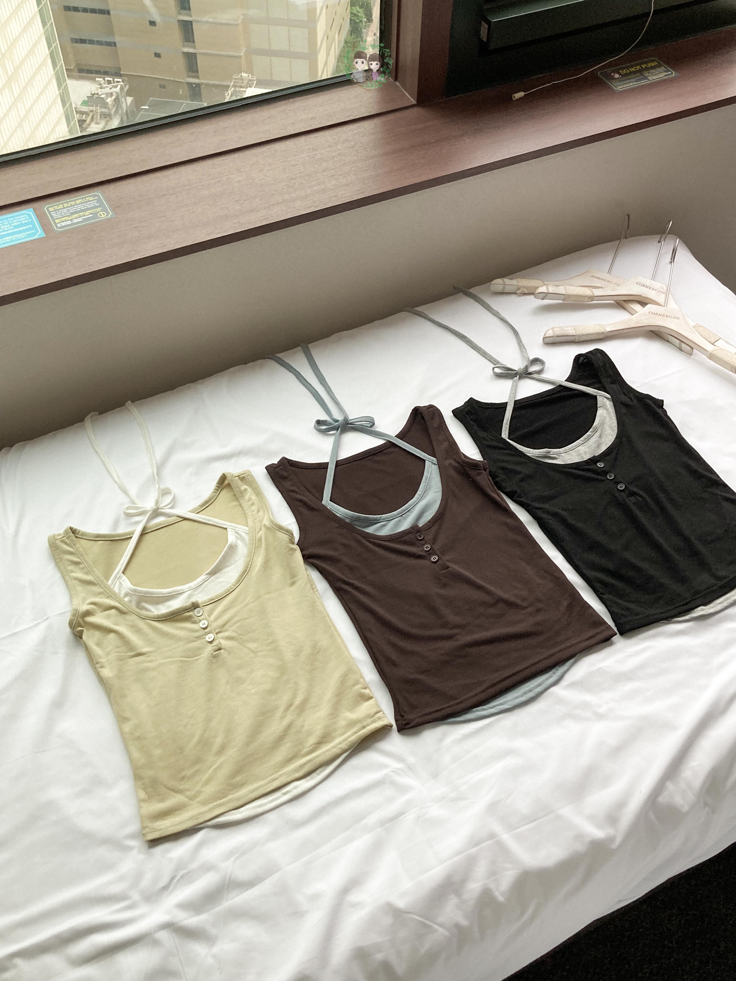 Two-Tone Halter Layered-look Top〈🇰🇷DAY 3〉