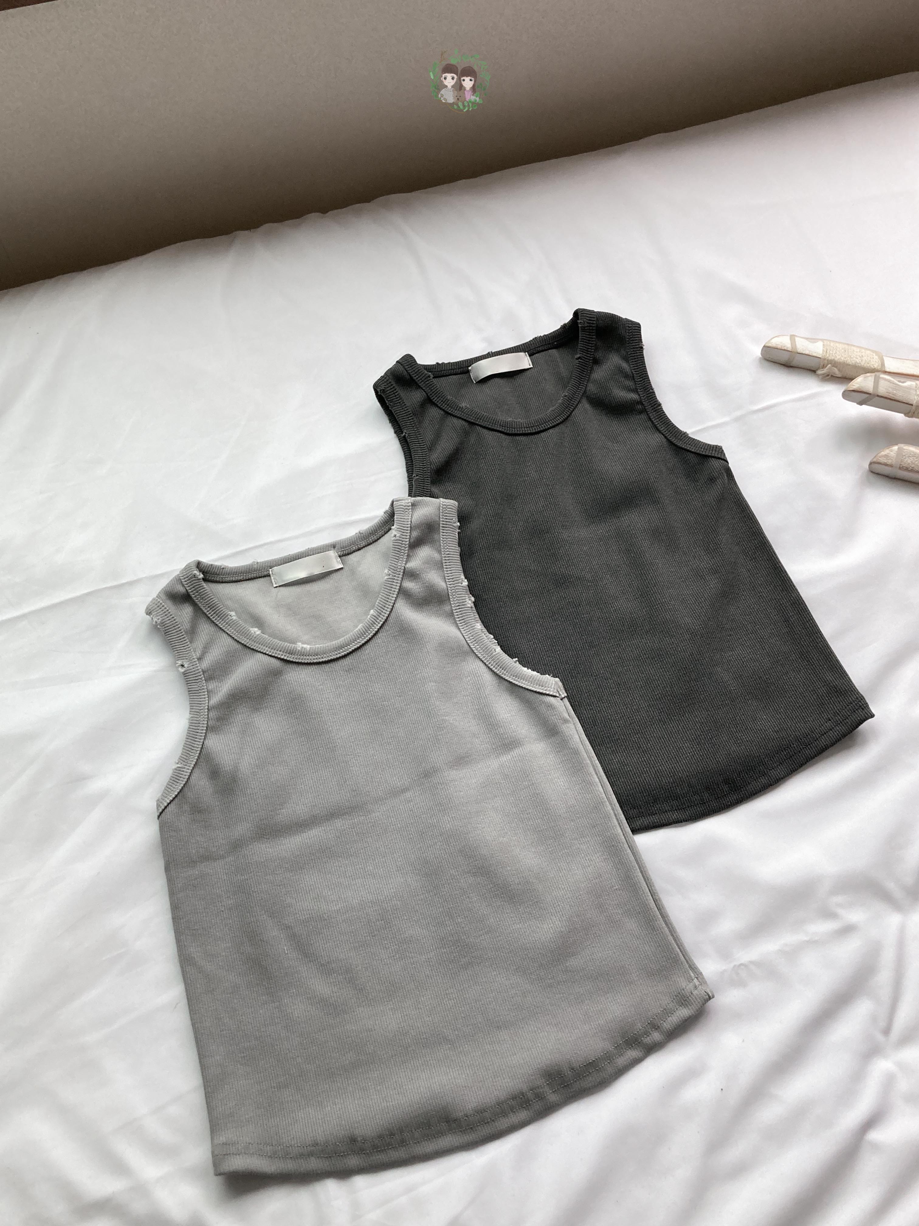 Casual Frayed Collar Washed Color Tank Top〈🇰🇷DAY 3〉