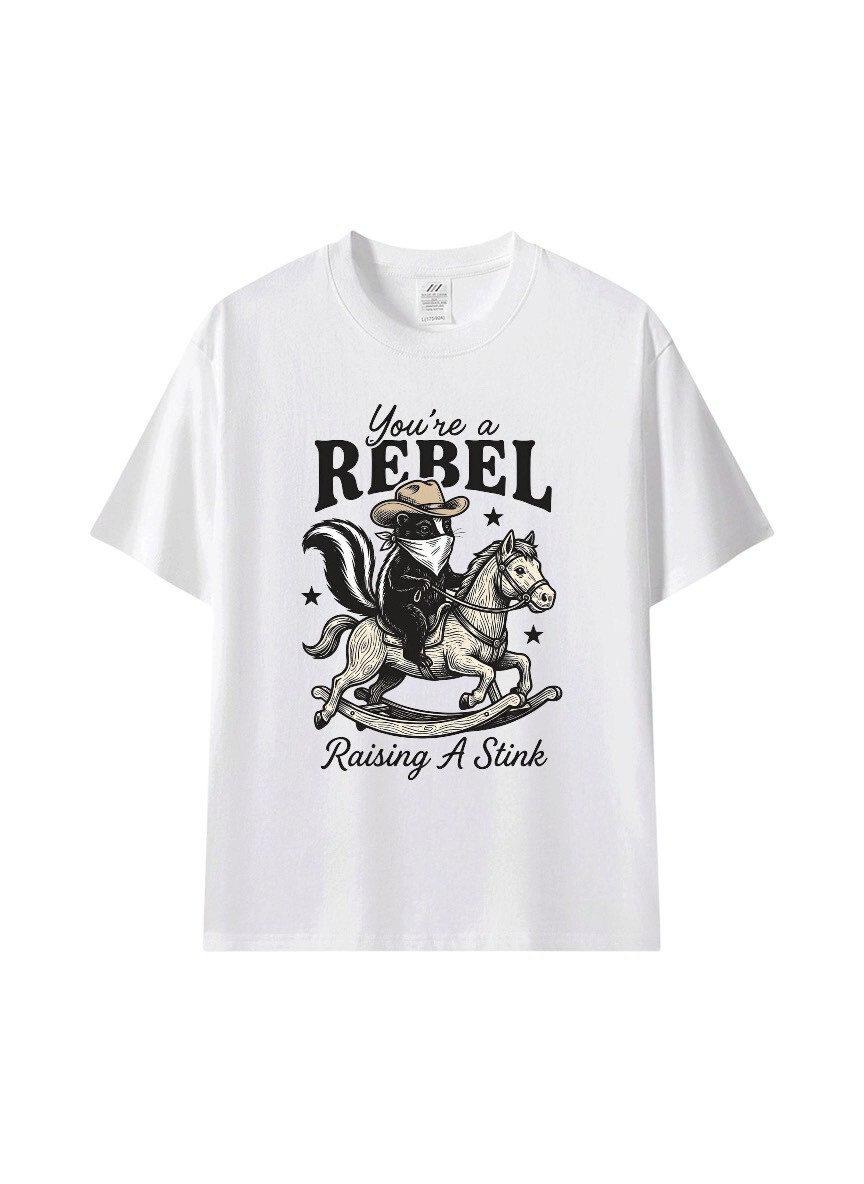 REBEL 復古牛仔臭鼬印花棉T★美式復古短袖T恤