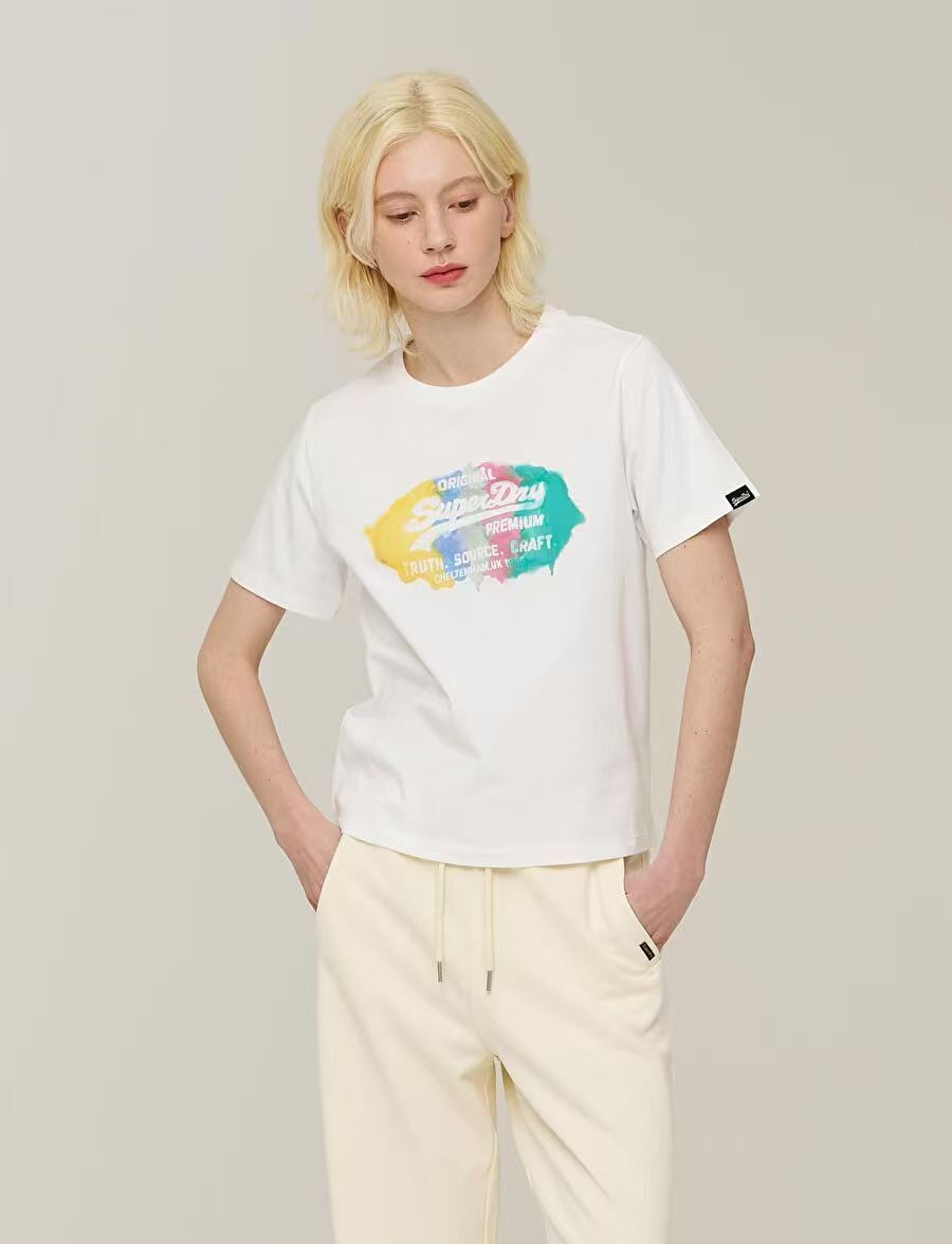 【預購】Superdry H070448 水彩LOGO女裝短袖上衣
