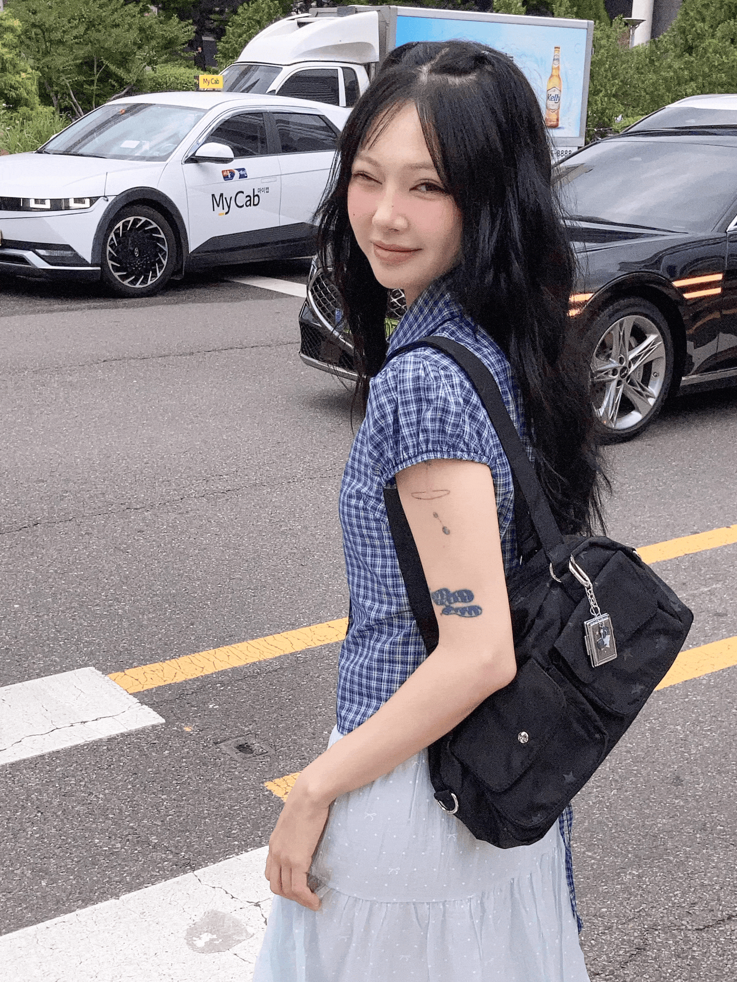 可斜孭帶雙口袋星星單肩袋〈🇰🇷DAY 3〉