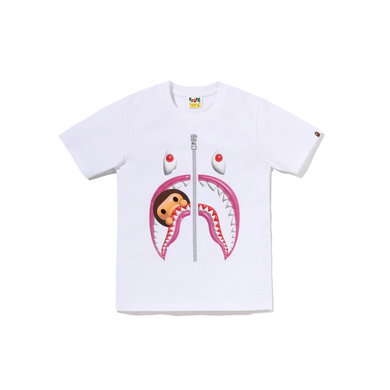 -(B4a01)-A BATHING APE BAPE 3D MILO SHARK TEE SS26 女款 鯊魚 短T-2M80210015