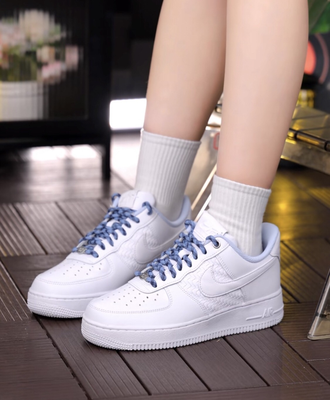 【APAIR】預購 NIKE AIR FORCE 1 '07 LV8 白藍 編織 格子 休閒鞋 男鞋 IW1892-111