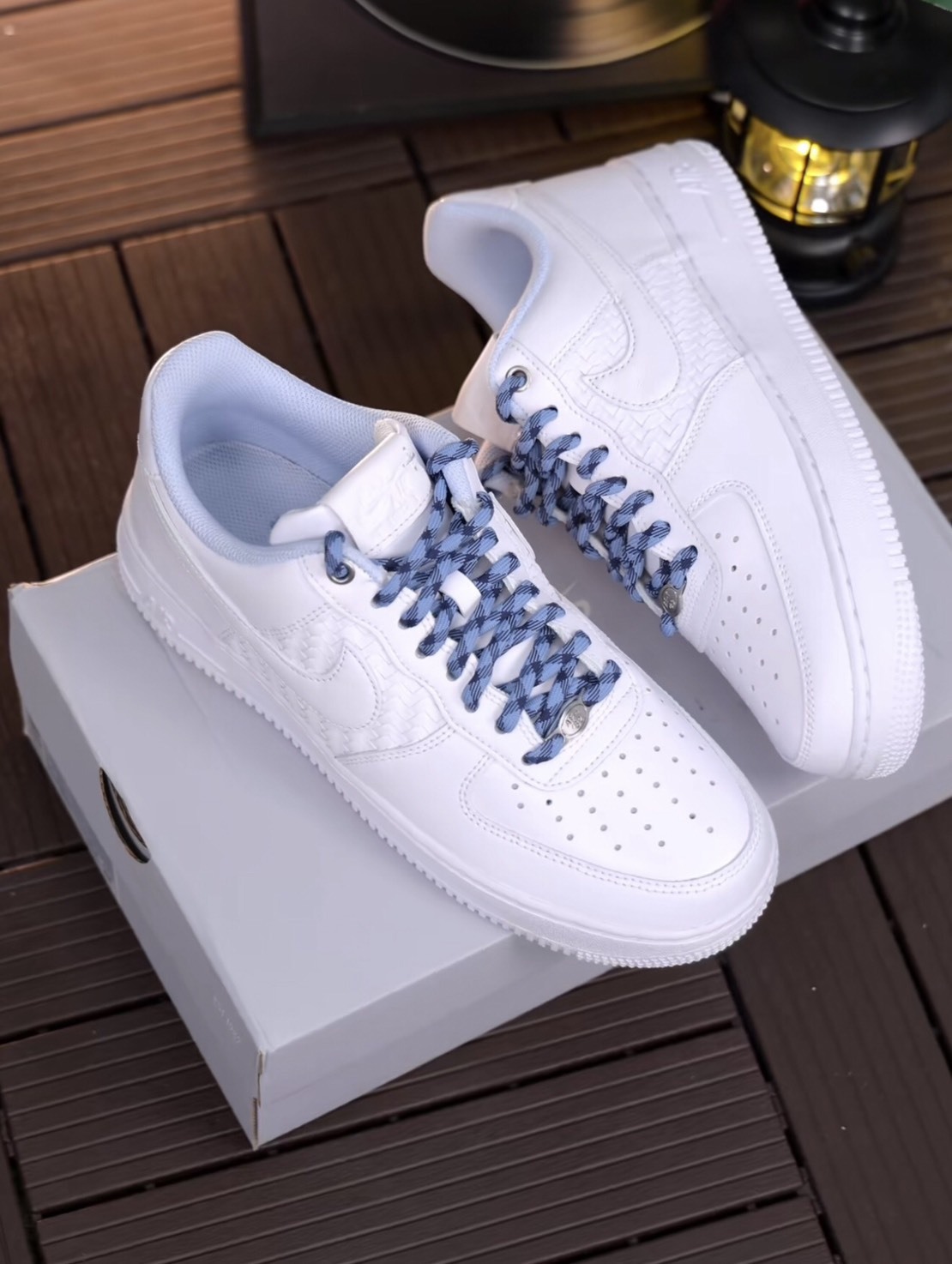 【APAIR】預購 NIKE AIR FORCE 1 '07 LV8 白藍 編織 格子 休閒鞋 男鞋 IW1892-111