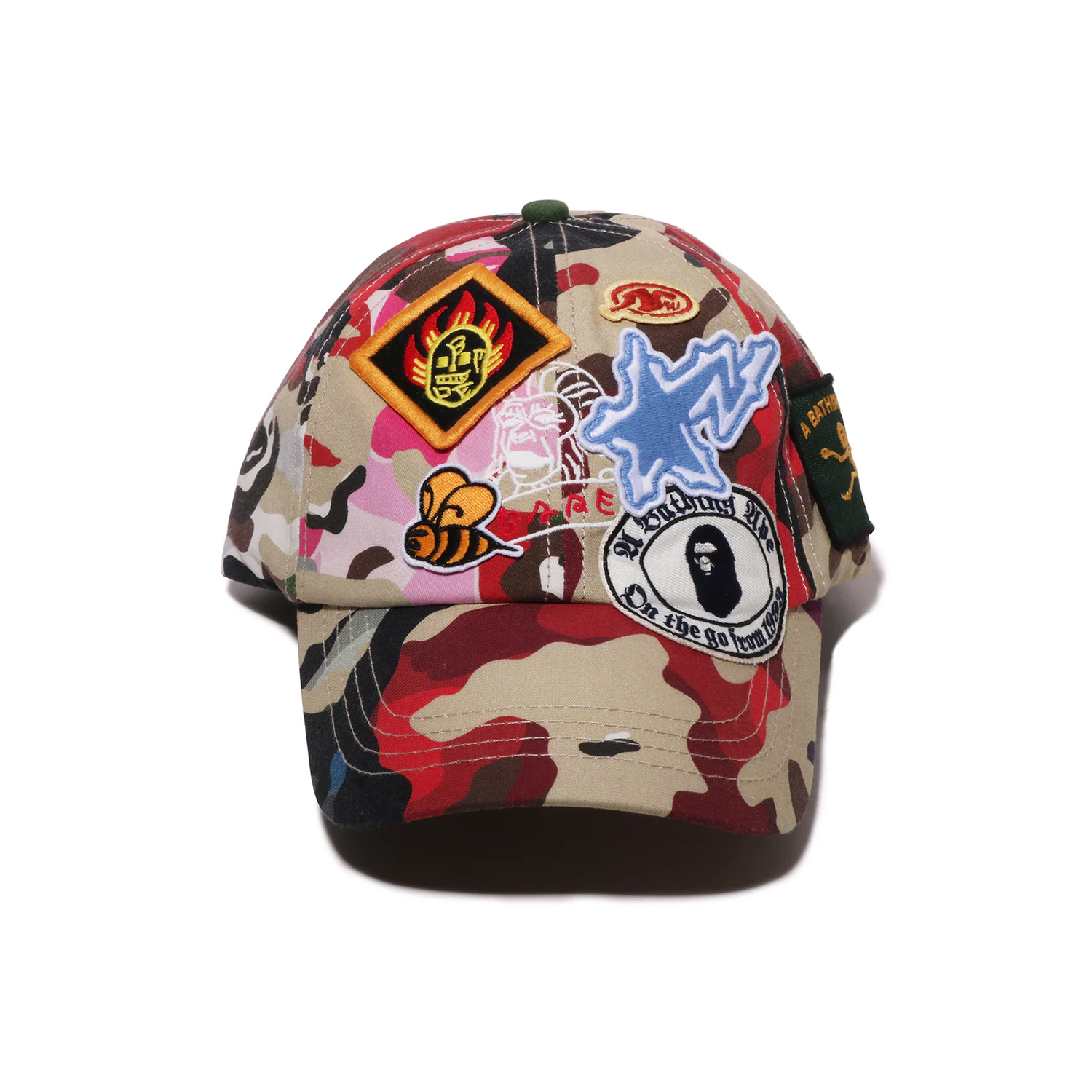 A BATHING APE BAPE HYBRID CAMO MULTI LOGO CAP SS26 布章 迷彩拼接帽-1M802880303