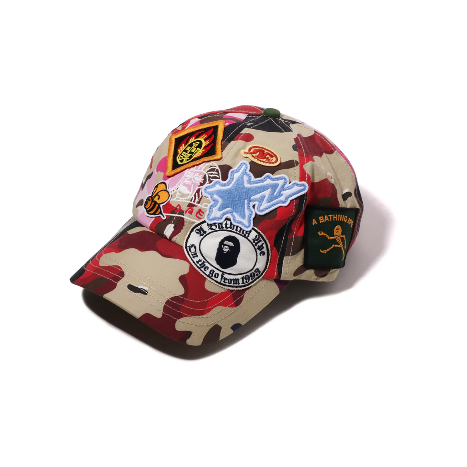 A BATHING APE BAPE HYBRID CAMO MULTI LOGO CAP SS26 布章 迷彩拼接帽-1M802880303