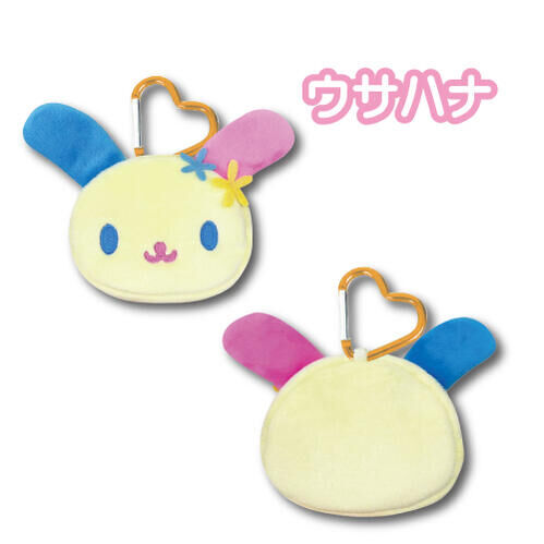日本 Sanrio Usahana 彩虹兔 日燒系列 頭形拉鏈袋連心形扣