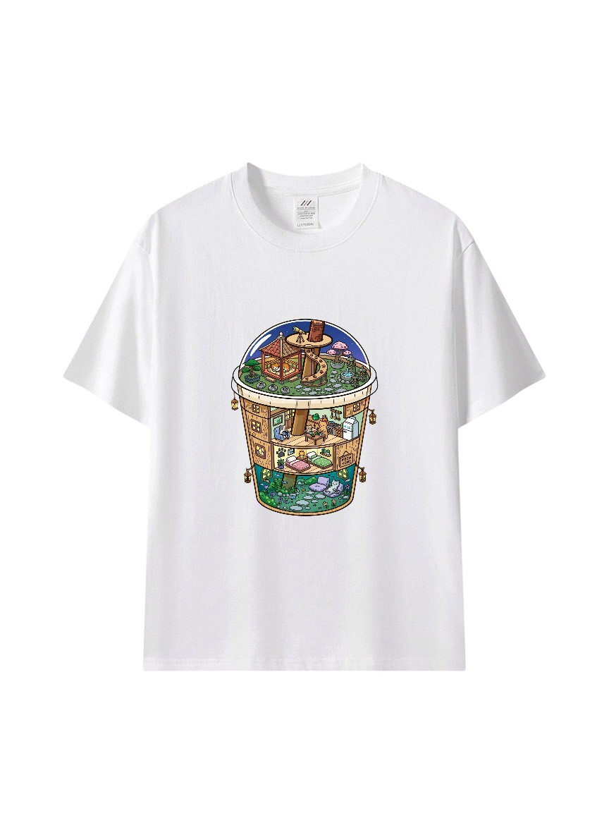 微縮童話小屋印花★療癒插畫短袖T恤