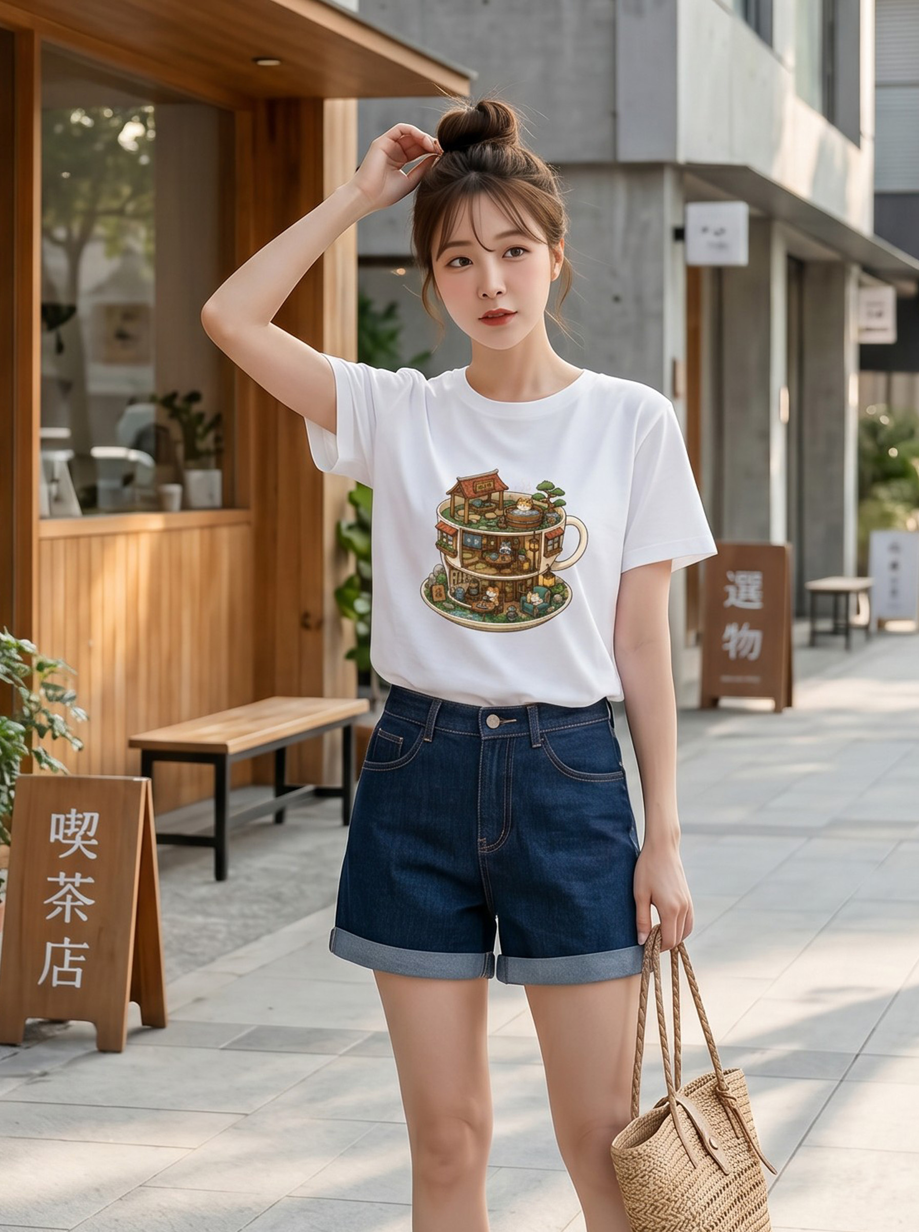 療癒系貓咪泡湯插畫★貓咪湯屋馬克杯印花棉T