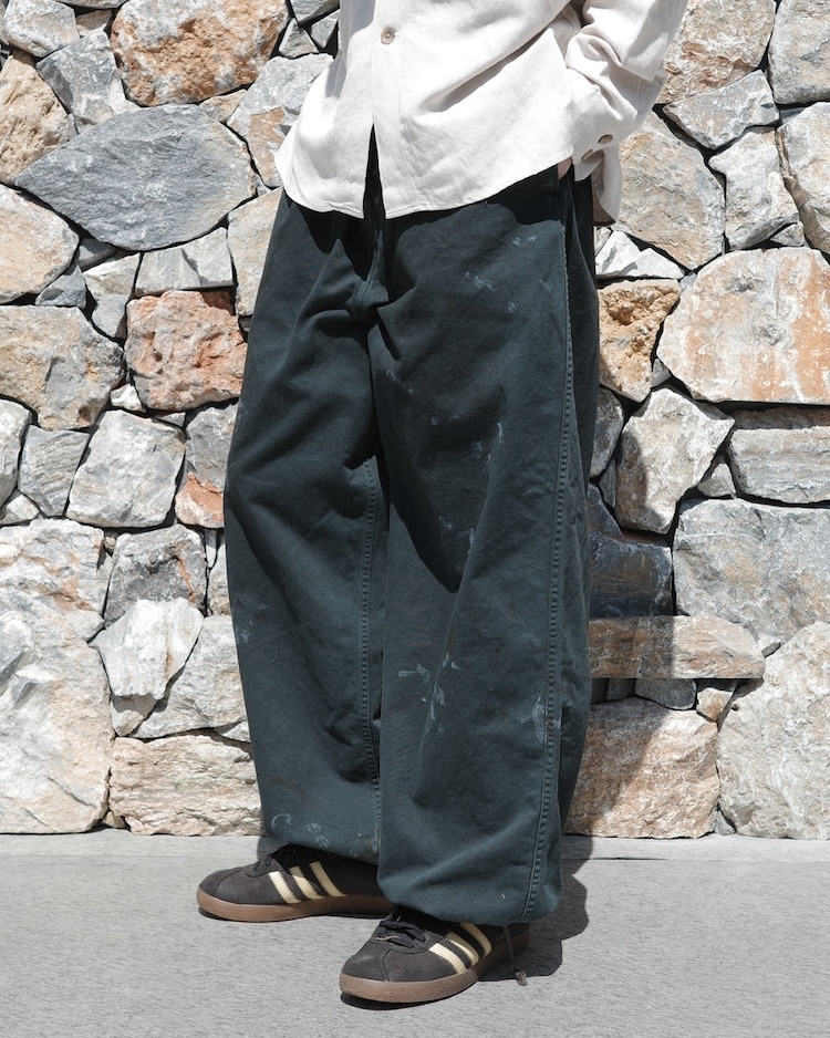 ANACHRONORM - AN428 DIRTWORK WIDE CHINO TROUSERS PANTS - CHARCOAL
