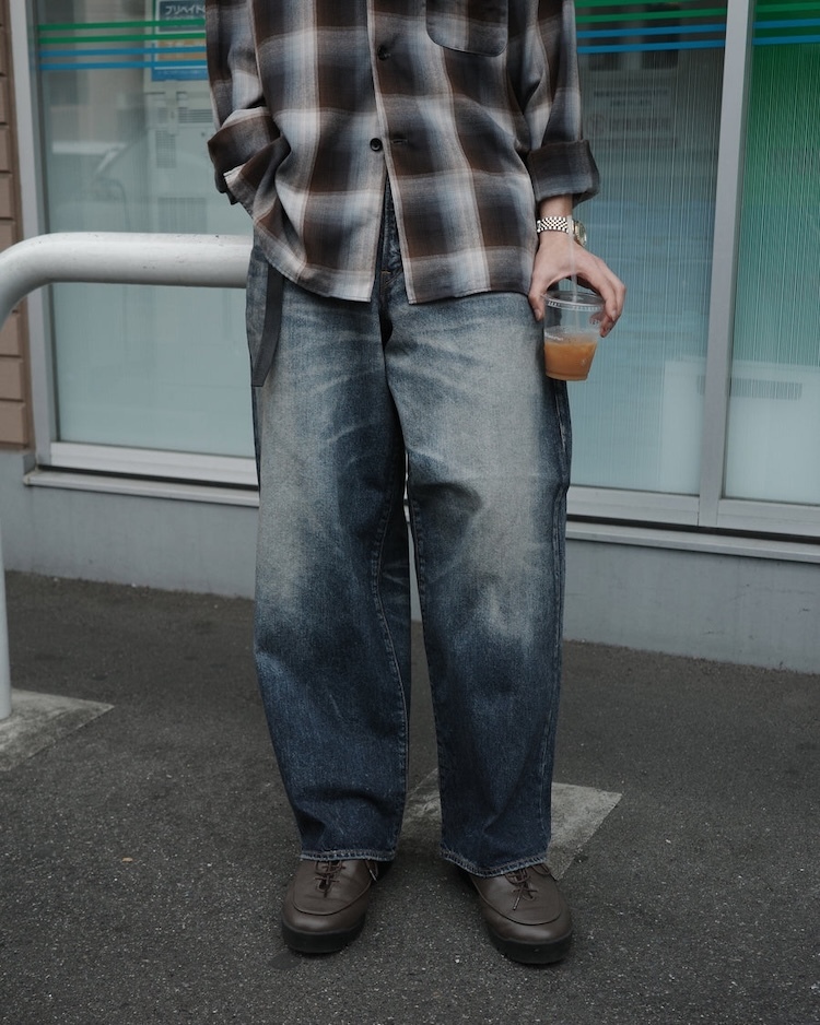 ANACHRONORM - AN433-W AGING WIDE 5P DENIM PANTS