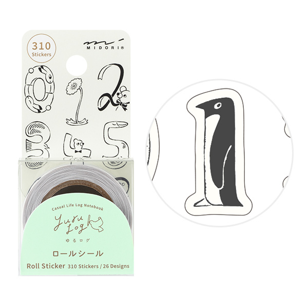 數字 Yuru Log系列 捲狀貼紙 貼紙捲｜日本Midori