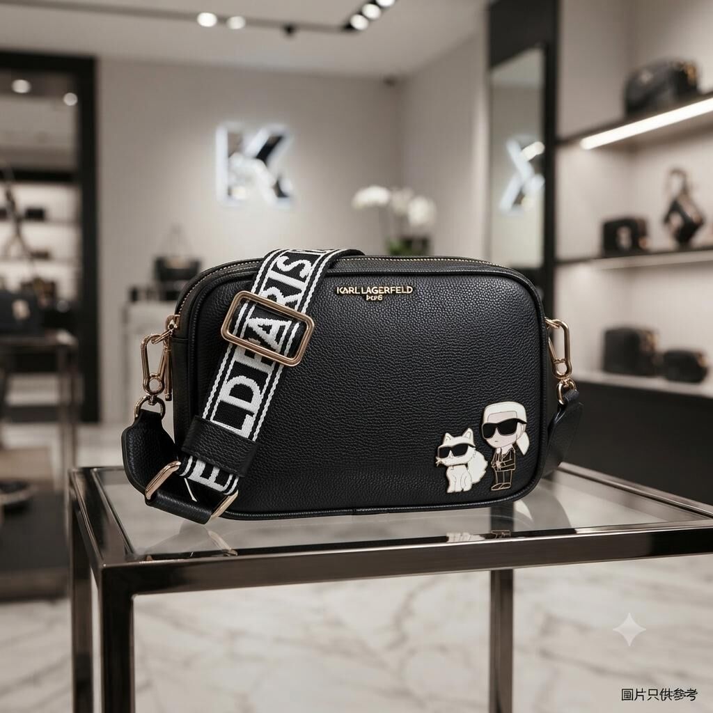 【預購】Karl Lagerfeld Paris H0704504 MAYBELLE 小圖案黑色相機包