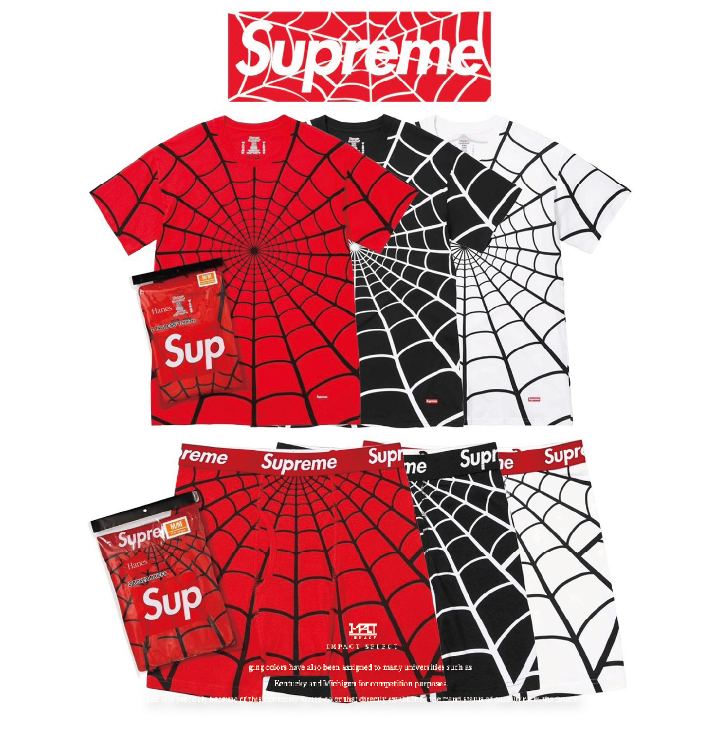 Supreme X Spiderman 蜘蛛人 聯名款 蜘蛛網 上衣 內褲 兩入組 三色
