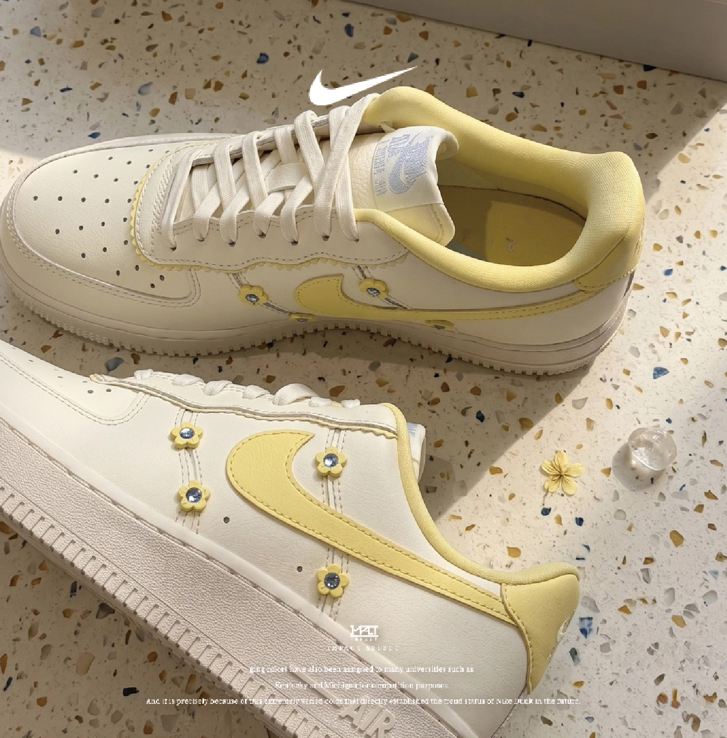 Nike Air Force 1 檸檬黃 奶油小黃花 藍鑽 黃白 IW2348-170