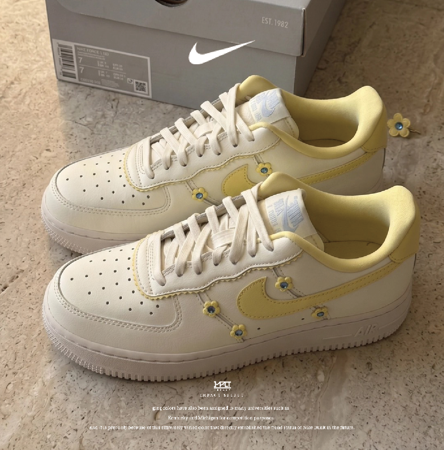 Nike Air Force 1 檸檬黃 奶油小黃花 藍鑽 黃白 IW2348-170