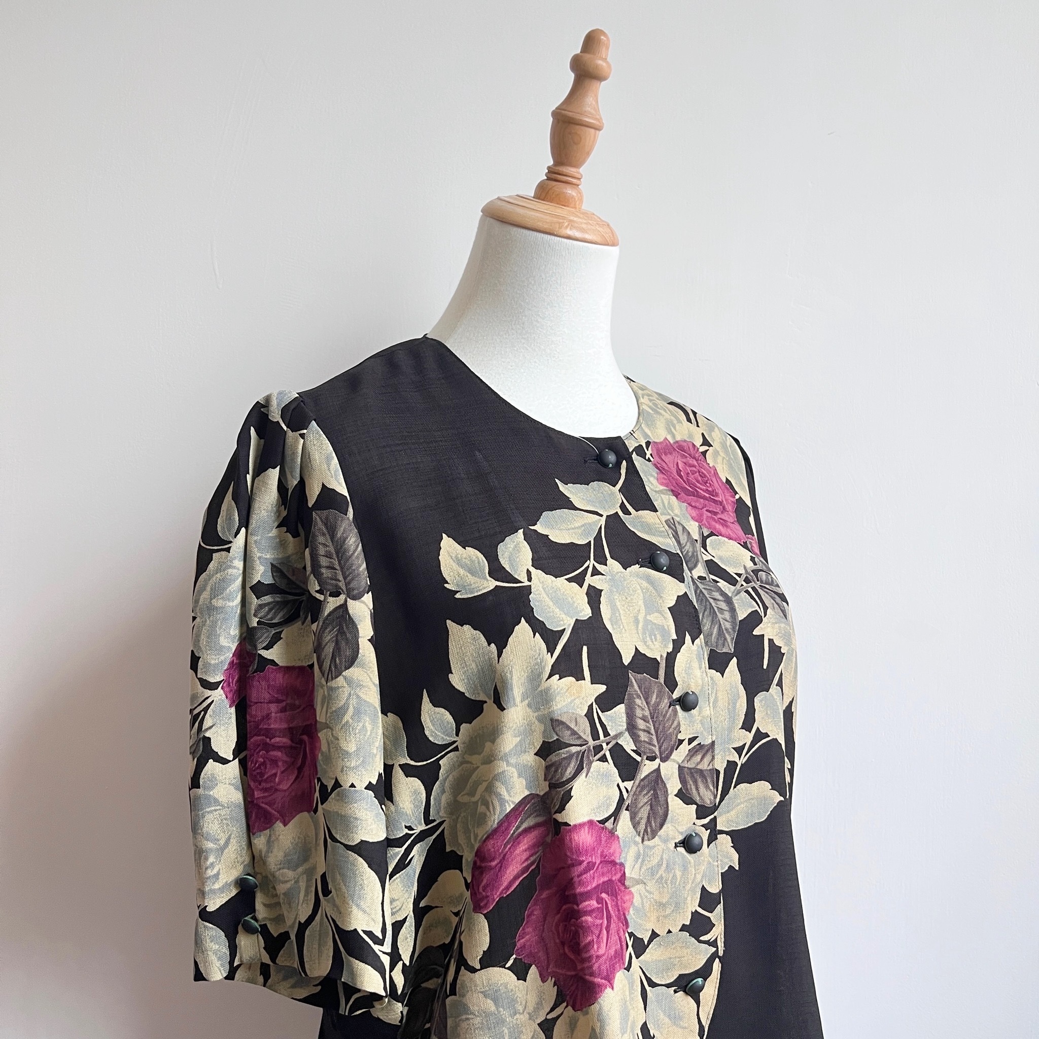 Made in Japan Black Floral Vintage Top