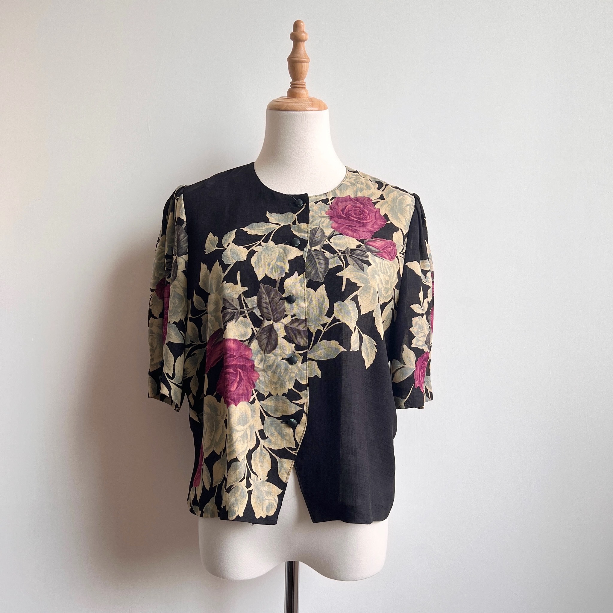 Made in Japan Black Floral Vintage Top