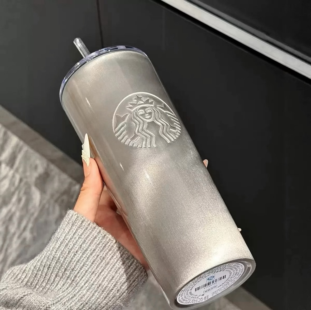 【預購】STARBUCKS 星巴克 貓眼 銀黑 漸層 不鏽鋼 保溫 吸管杯 790ml
