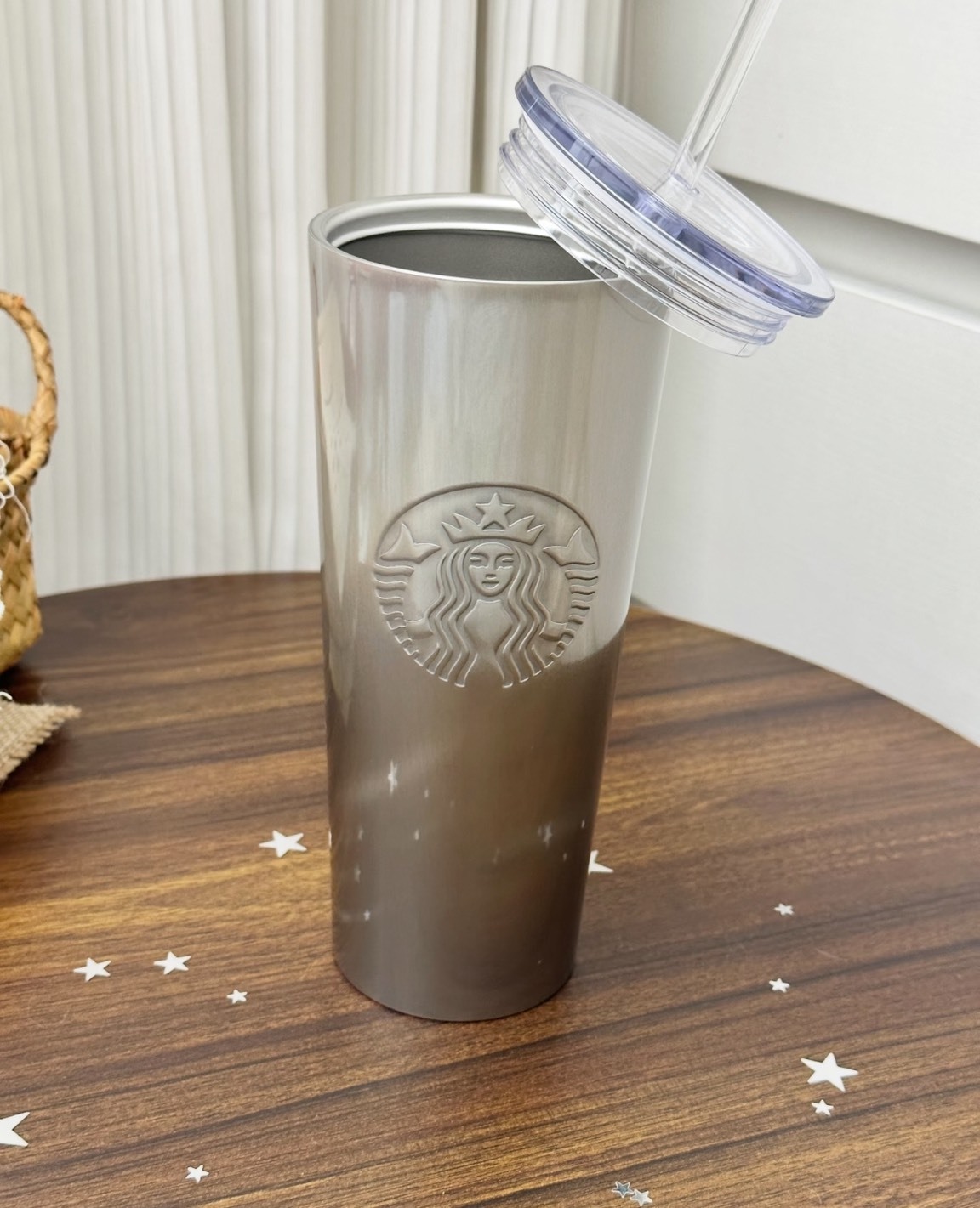 【預購】STARBUCKS 星巴克 貓眼 銀黑 漸層 不鏽鋼 保溫 吸管杯 790ml