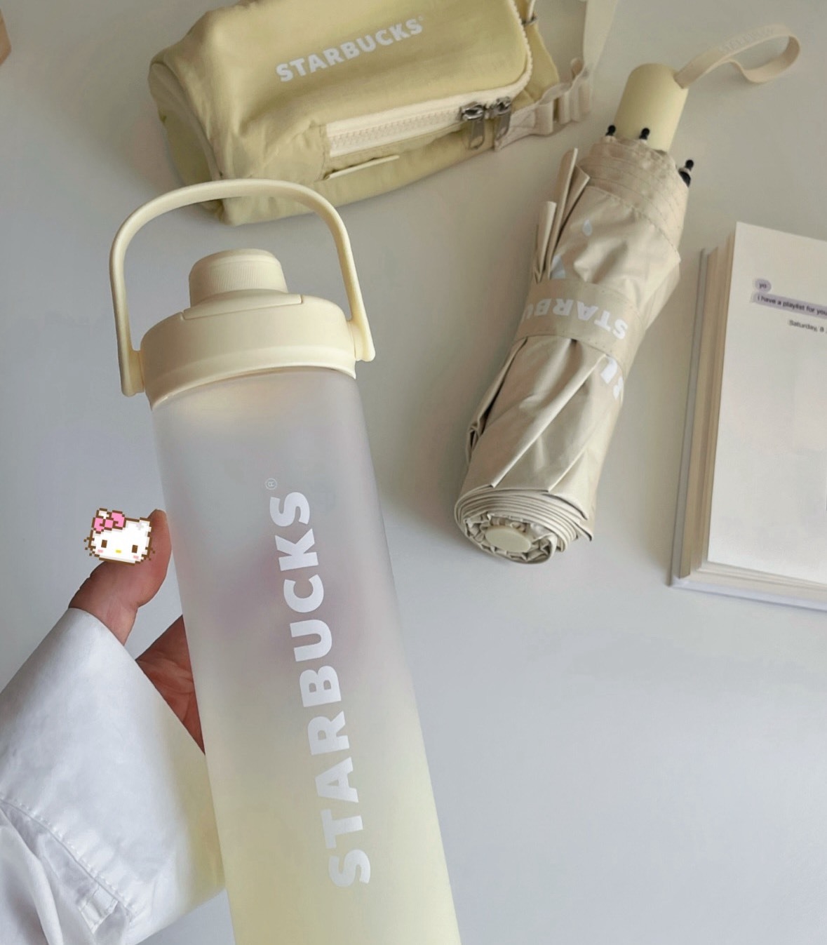 【預購】STARBUCKS 星巴克 心情氣象局系列 奶呼呼 三件套 隨行杯 配杯套+雨傘 組合 690ML