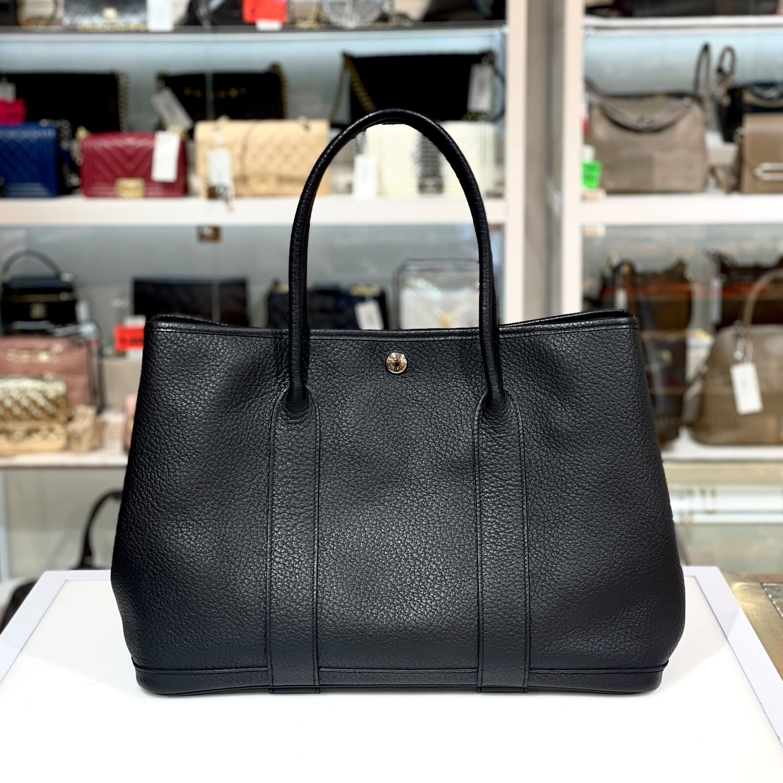 95%NEW二手HERMES GARDEN PARTY 36 框R 黑色 NEGONDA皮 銀釦 #GP36 #香榭站正品