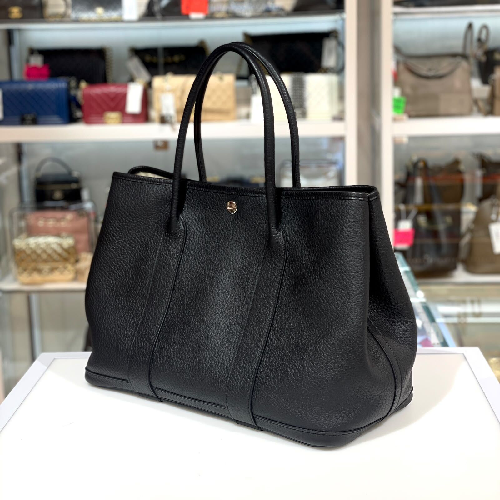95%NEW二手HERMES GARDEN PARTY 36 框R 黑色 NEGONDA皮 銀釦 #GP36 #香榭站正品