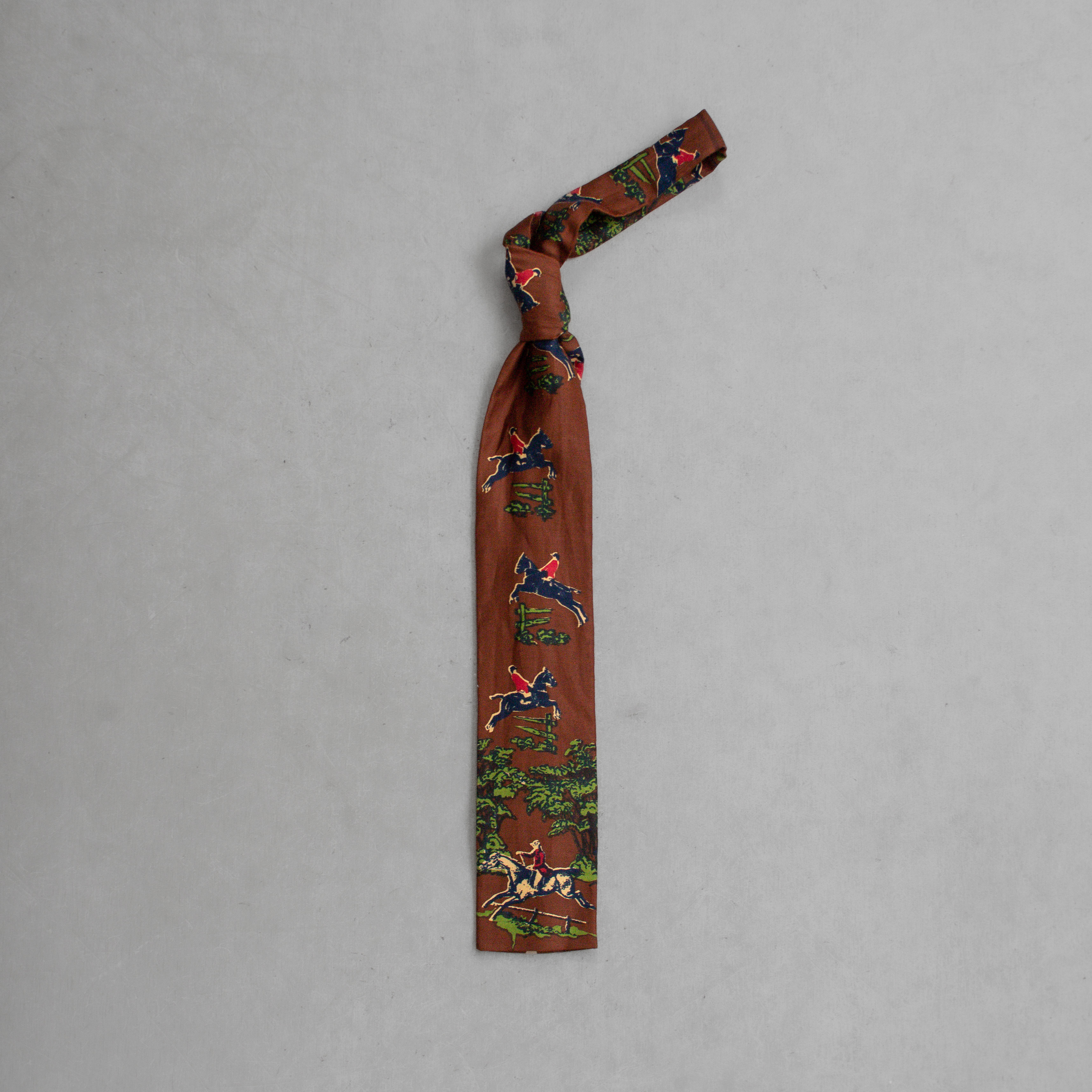 60S VINTAGE RODEO PRINTED TIE 美國 棕色 牛仔 印花 領帶