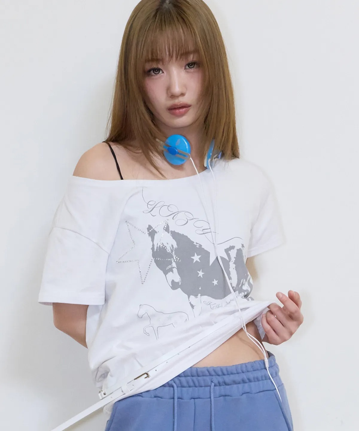 LUVISTRUE SY ONE-SHOULDER HORSE TEE