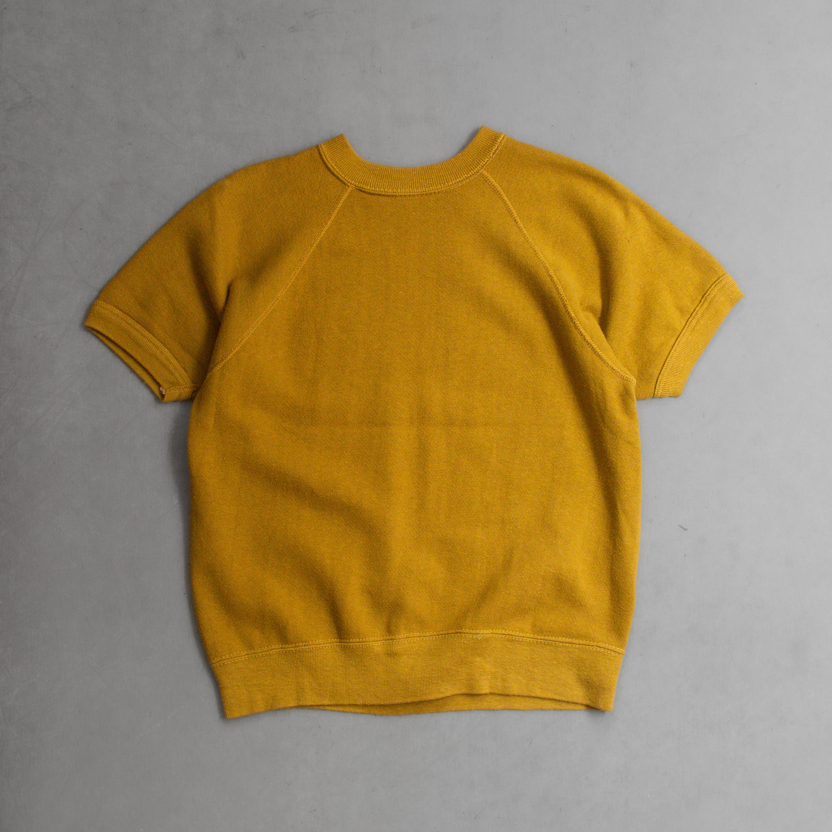 60S VINTAGE S/S SWEATSHIRT 美國 黃色 植絨 校徽 拉克蘭 短袖 大學T