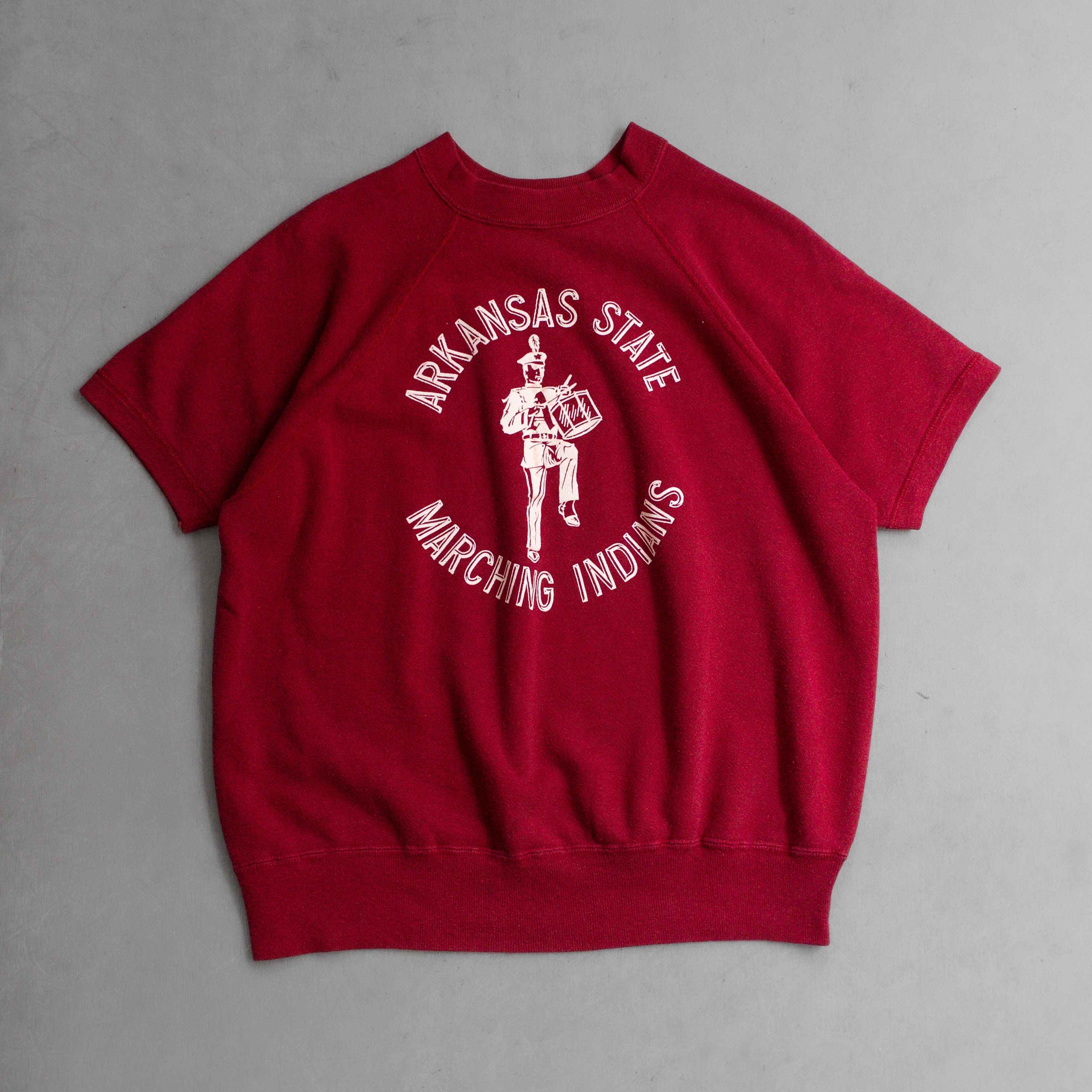 60S ARTEX FLOCK S/S SWEATSHIRT 美國製 酒紅 校徽 短袖 大學T