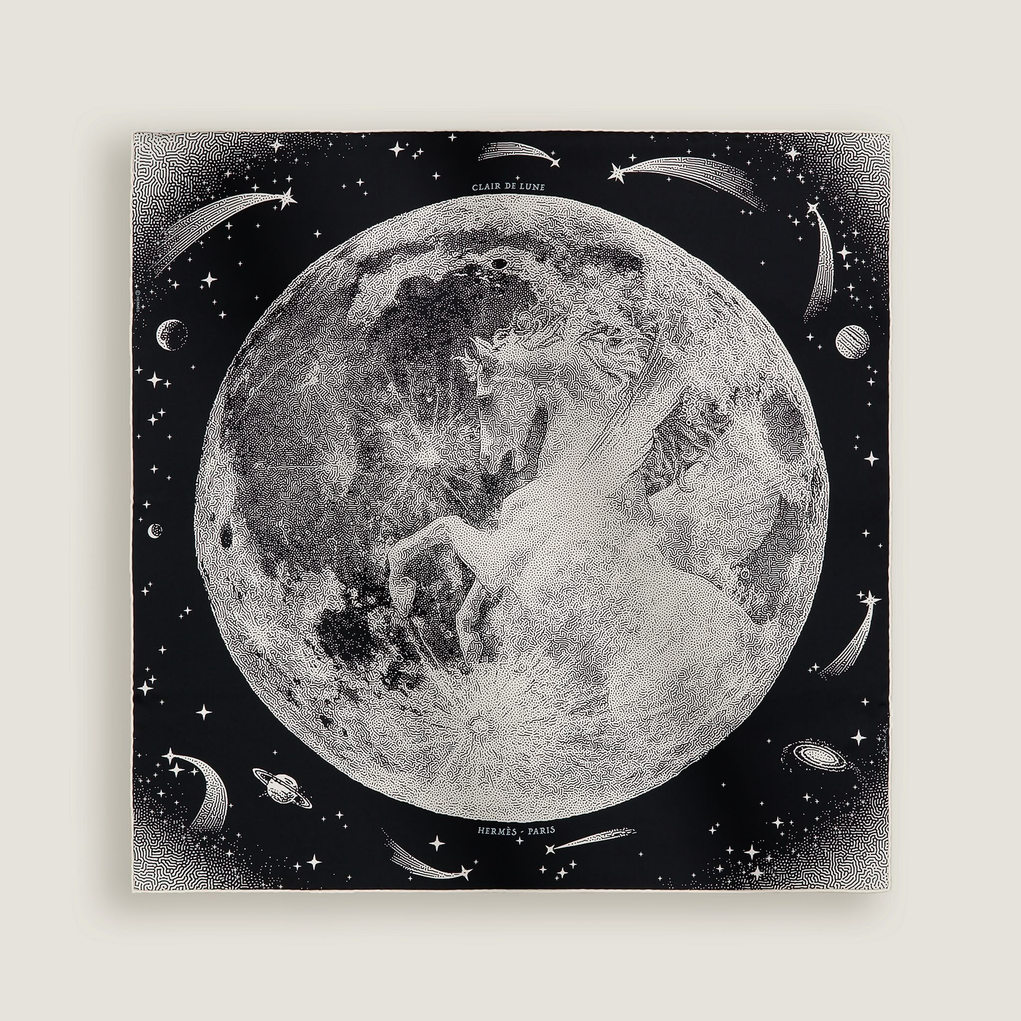 Clair de Lune scarf 70x70cm noir/blanc